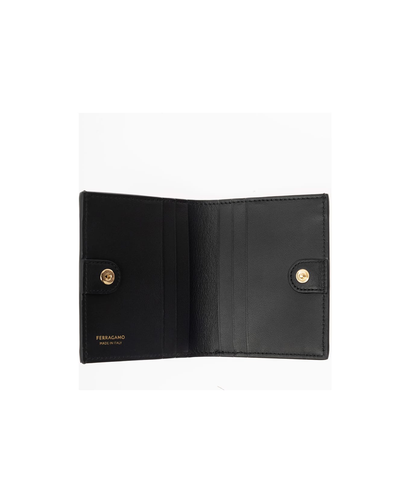Ferragamo 
wanda
 Black Wallet With Gancini Closure In Patent Leather Woman - Black