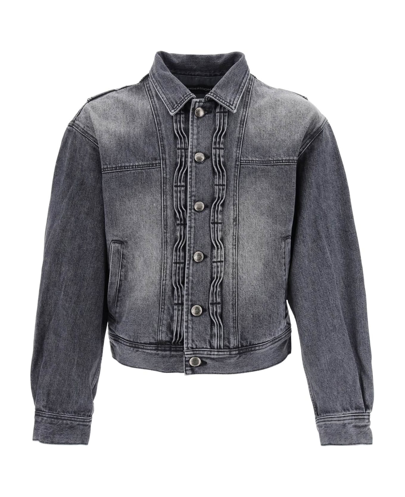 Andersson Bell Denim Jacket With Wavy Details - WASHED BLACK (Grey)