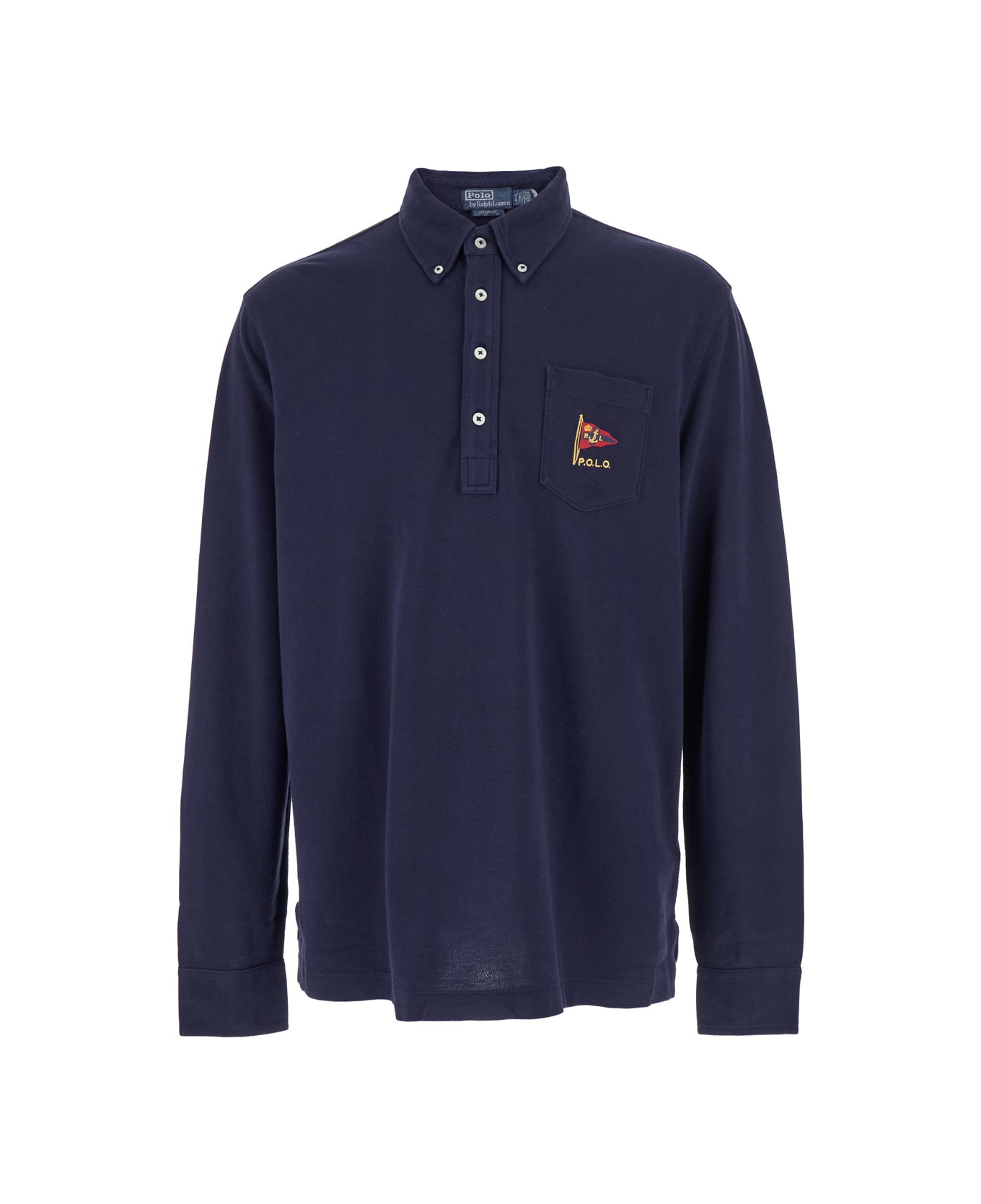 Polo Ralph Lauren "classic Fit" Blue Polo With Classic Collar And Embroidered Logo On The Front In Cotton Mesh Man - Blu