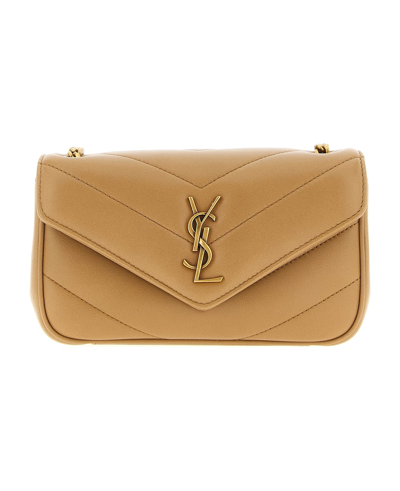 Saint Laurent 
loulou
 Mini Crossbody Bag - Beige