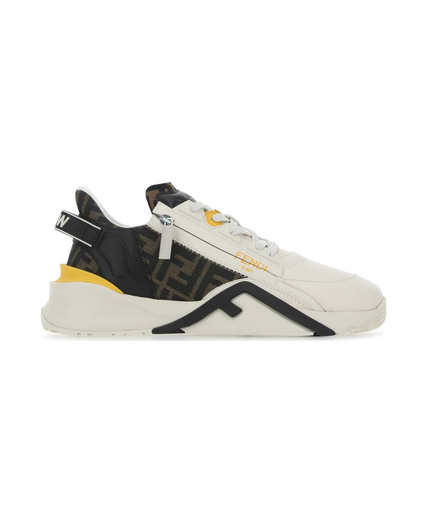 Fendi Multicolor Leather And Fabric Flow Sneakers - F1HGR