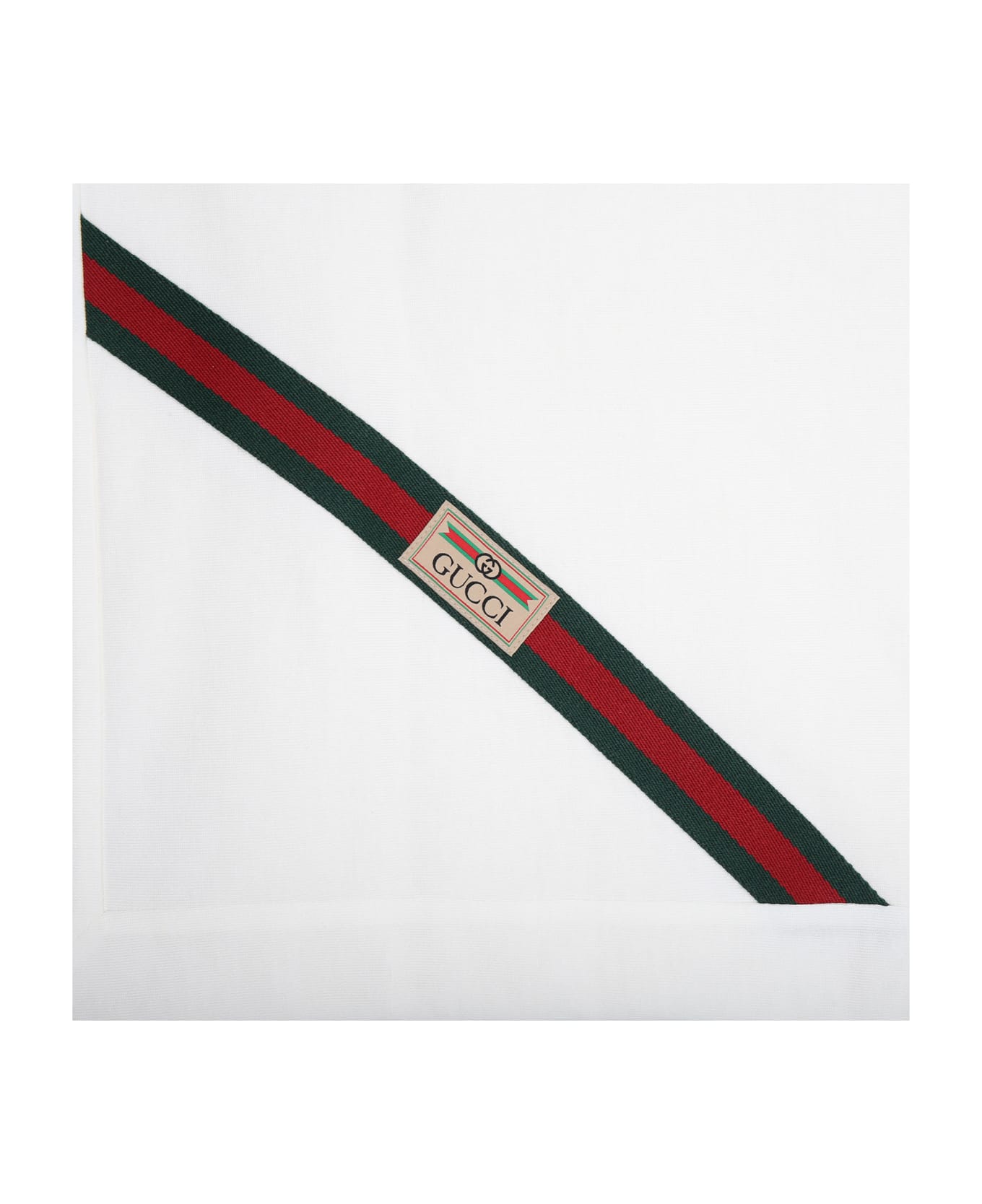 Gucci White Blanket For Babykids With Web Detail And Logo - White