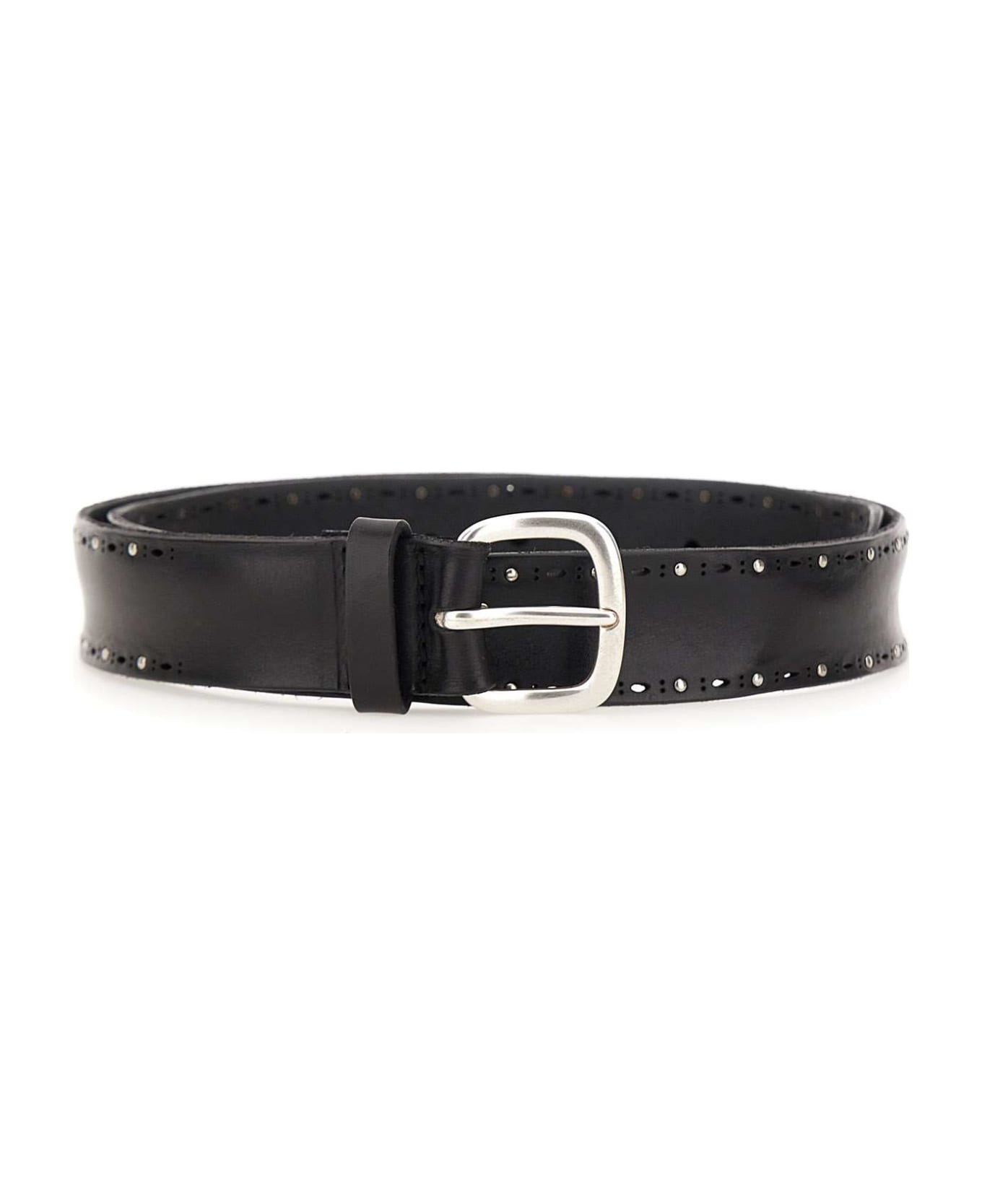 Orciani "bull Soft" Leather Belt - BLACK ベルト