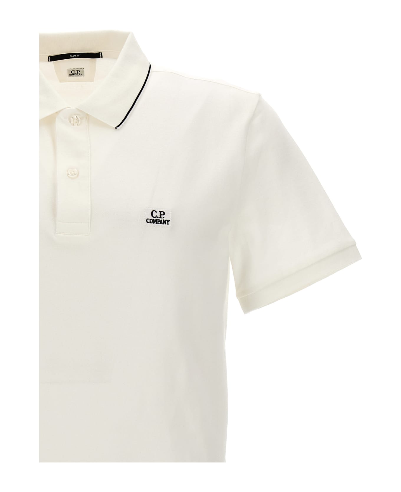 C.P. Company Logo Embroidery Polo Shirt - White ポロシャツ