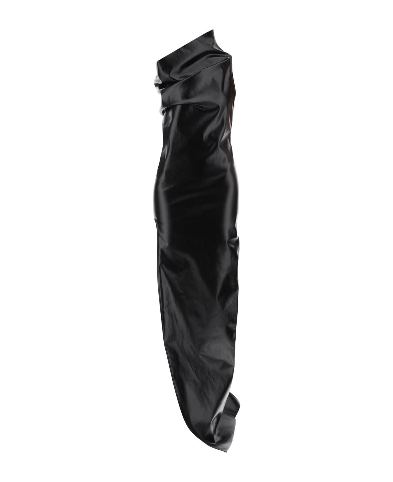 Rick Owens Athena Maxi Dress In Laquered Denim - BLACK (Black)
