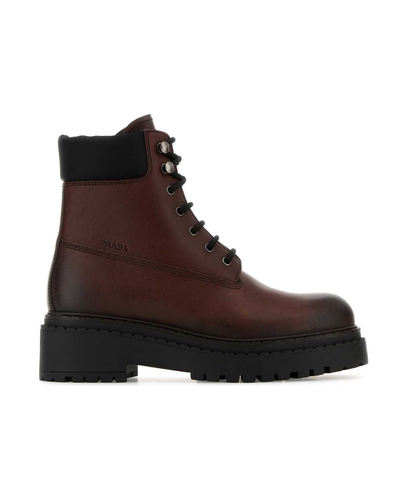 Prada Dark Brown Leather Ankle Boots - EBANO