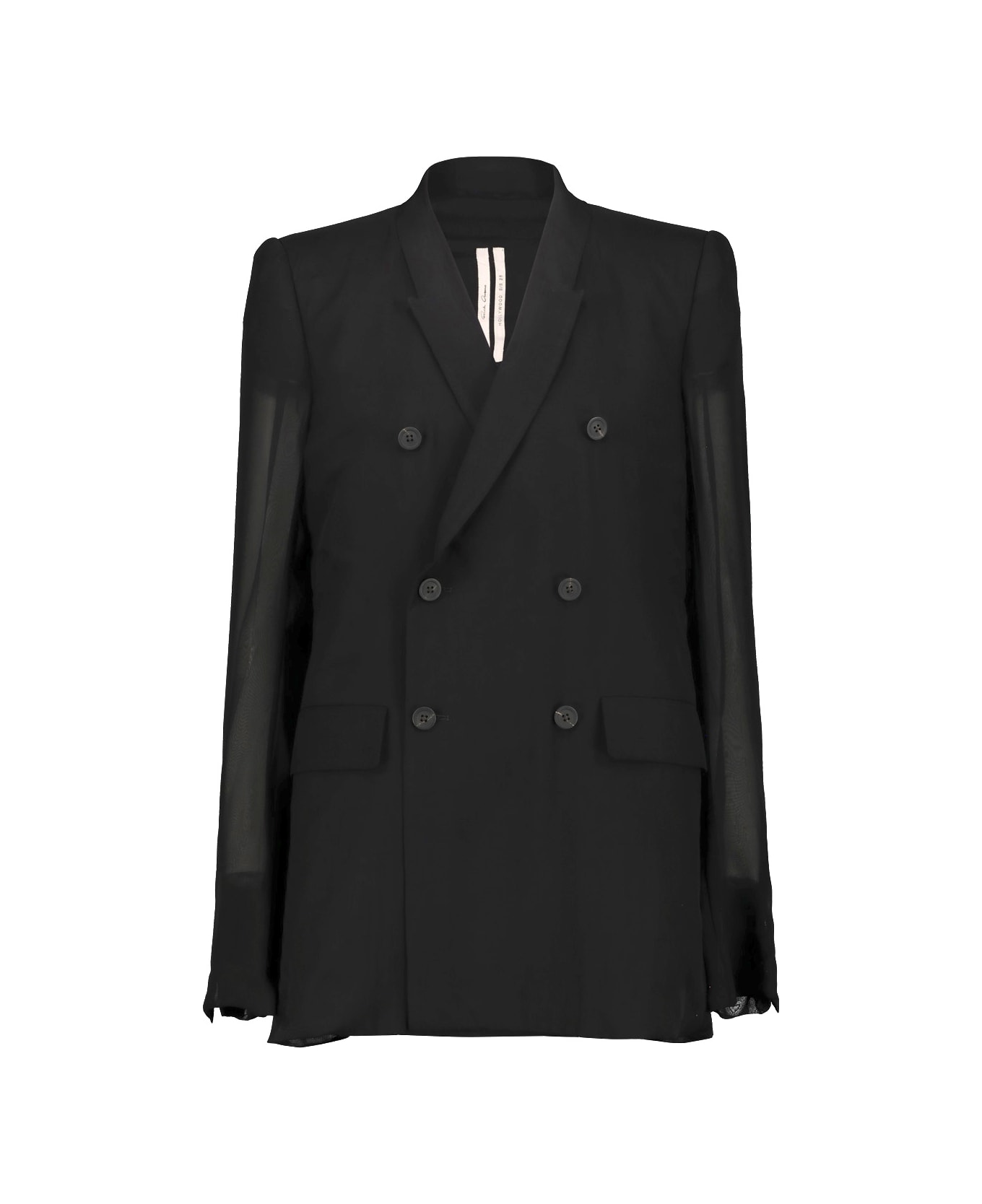 Rick Owens Jmf Double-breasted Silk Blazer - Black