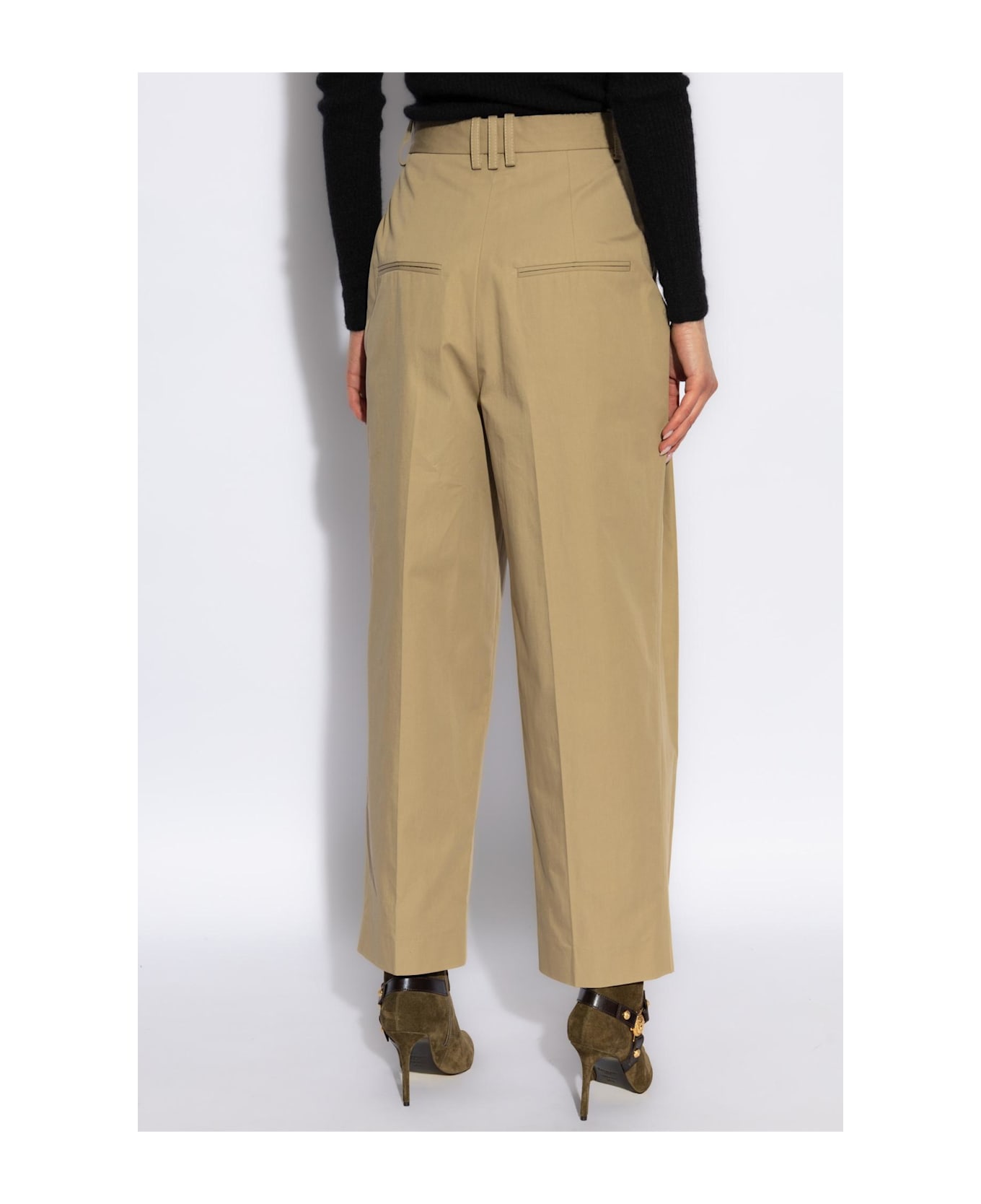 Balmain Cotton Pleated Pants - Beige