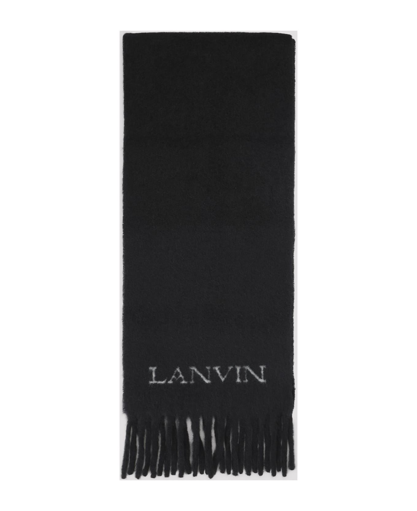 Lanvin Woven Alpaca Scarf - Black Midnight Blue