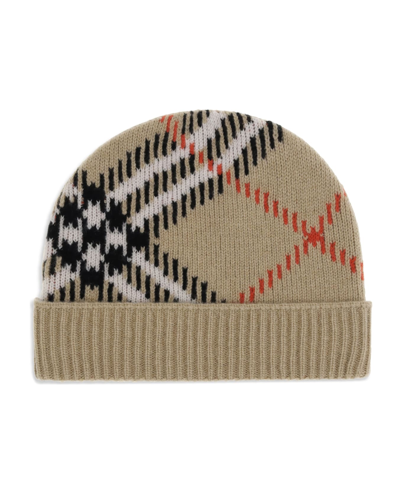 Burberry Cashmere Blend Check Beanie Hat