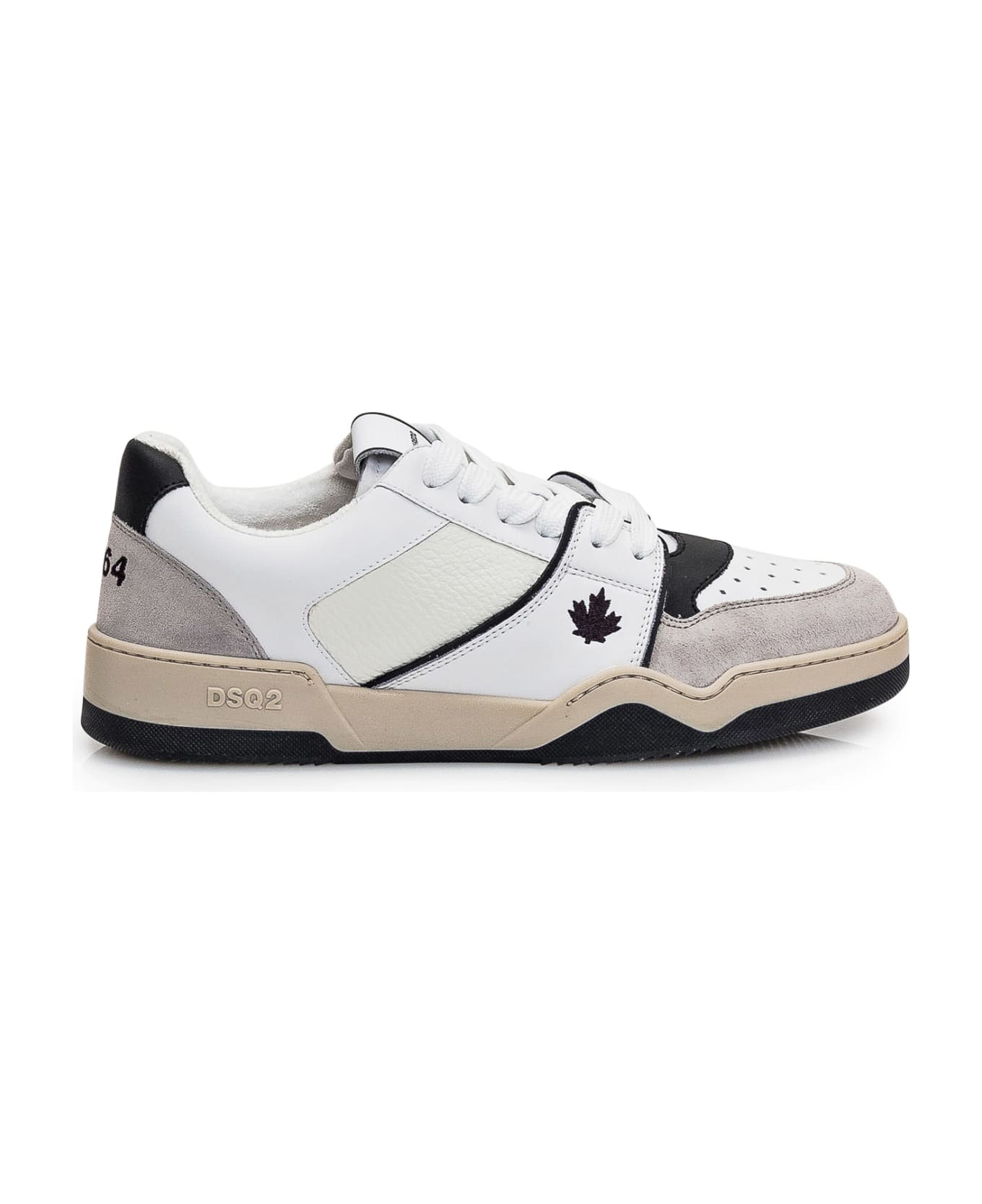 Dsquared2 Spiker Leather Sneakers - white/black