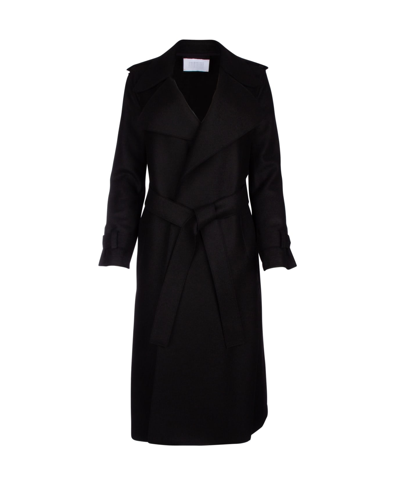Harris Wharf London Women Double Vent Trench Coat Light Pressed Wool - Black