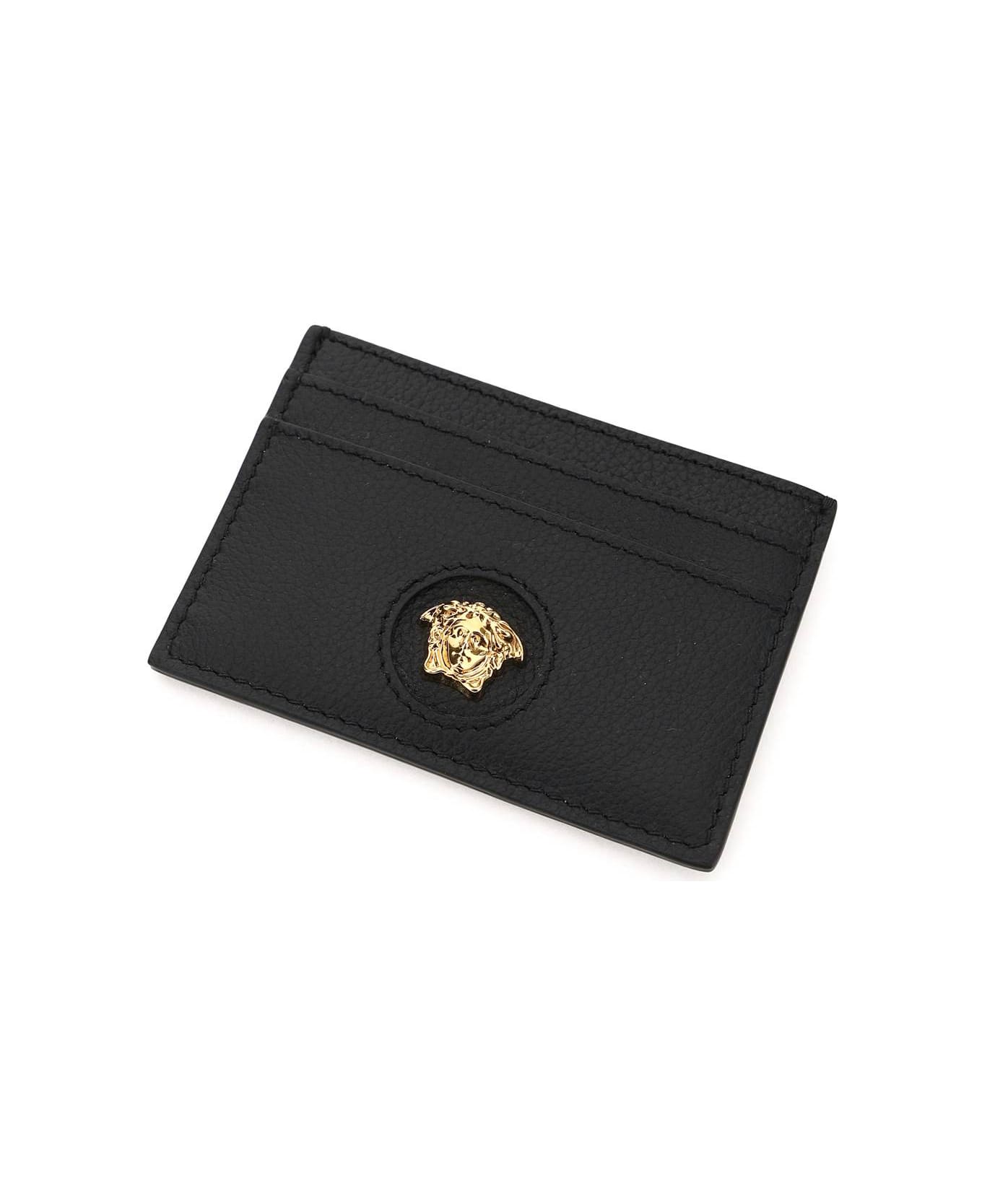 Versace Black Leather La Medusa Card Holder - Nero/oro Versace