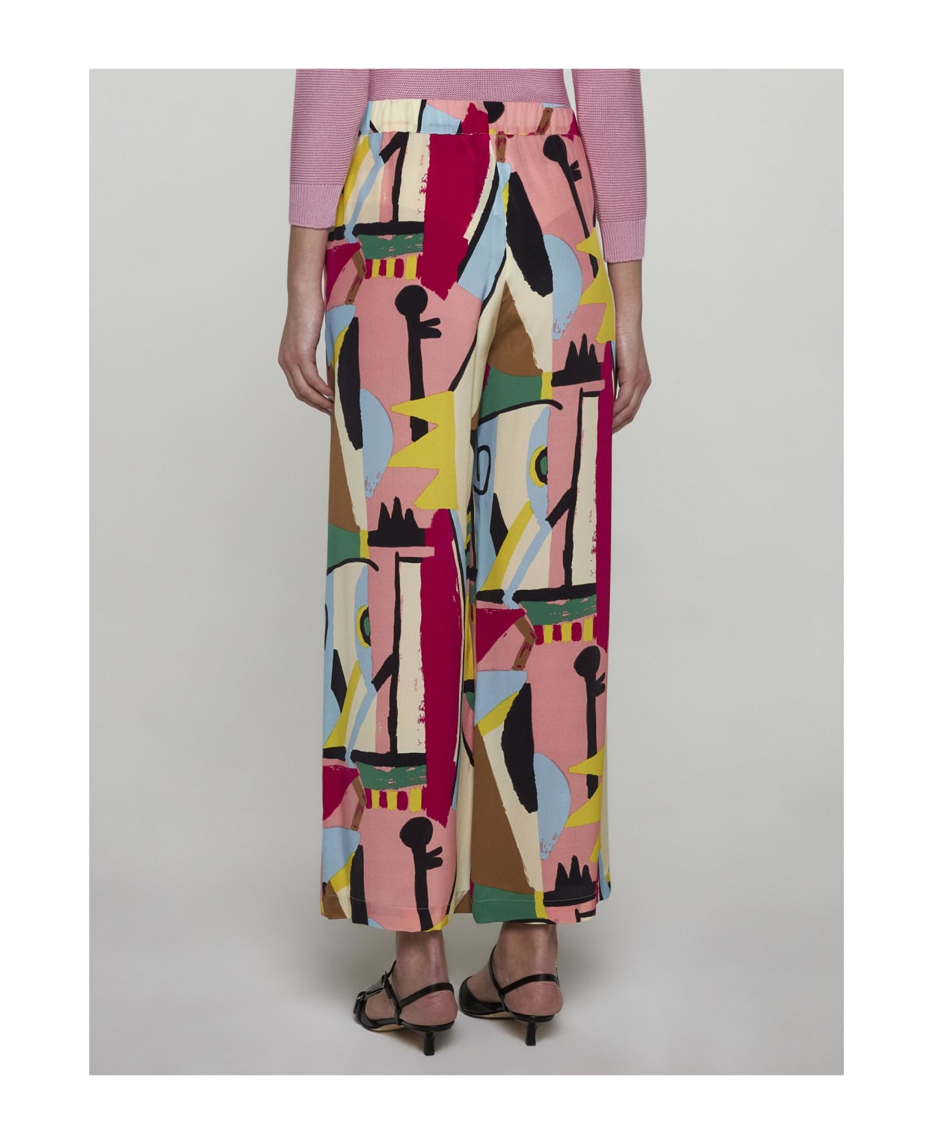 Weekend Max Mara Gradara Print Silk Trousers - MultiColour