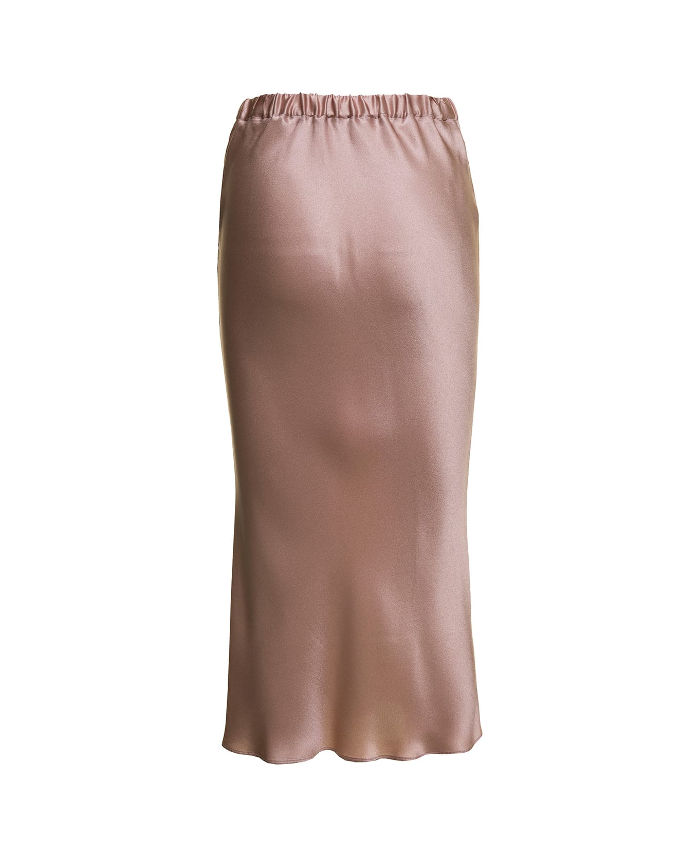 Antonelli 'maizena' Midi Blush Pink Skirt With Elastic Waistband In Silk Blend Woman - Pink