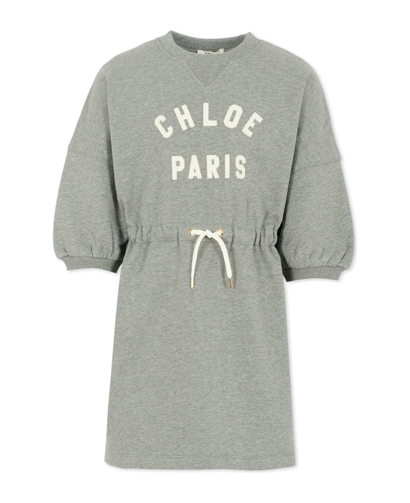 Chloé Grey Dress For Girl With Logo - Grey