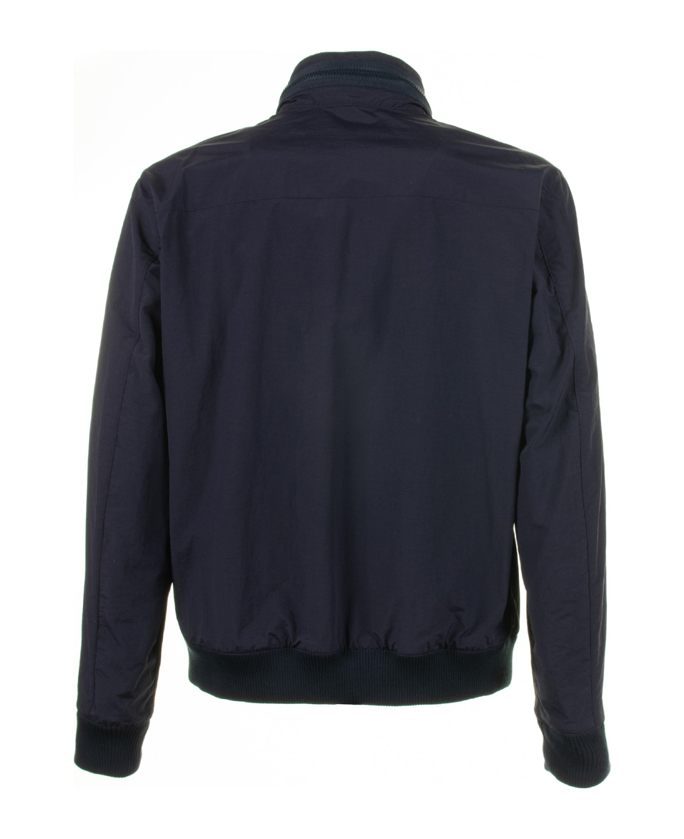 Fay Navy Blue Jacket With Zip And Collar - Blu
