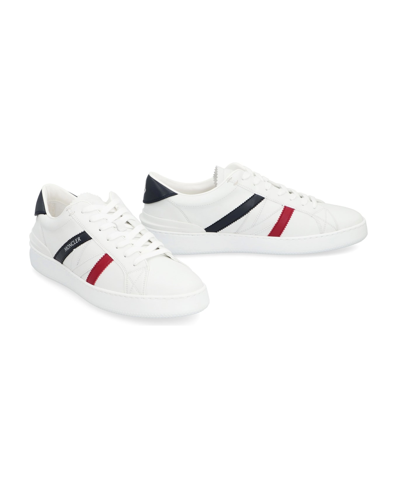 Moncler Monaco Faux Leather Sneakers - White