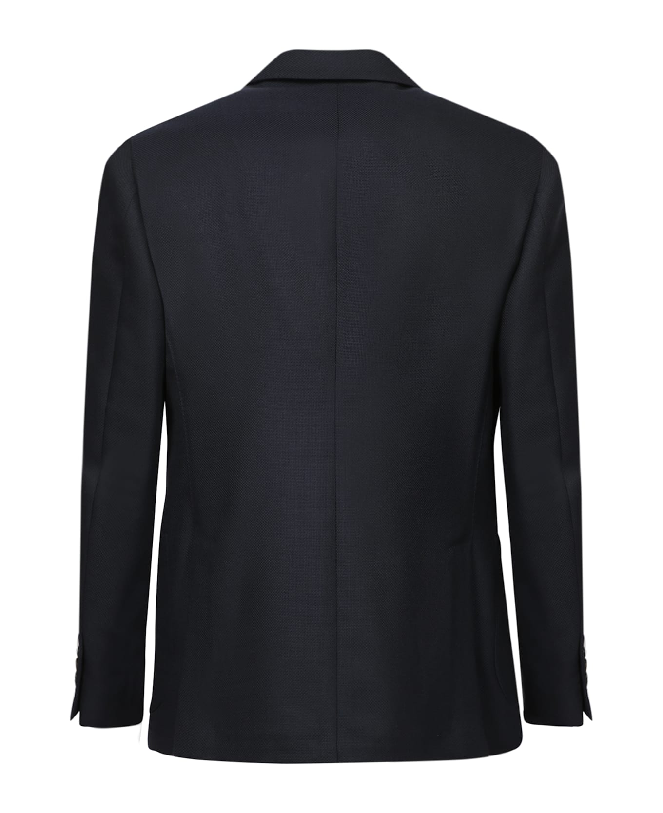 Lardini Double-breasted Wool Black Jacket - Black