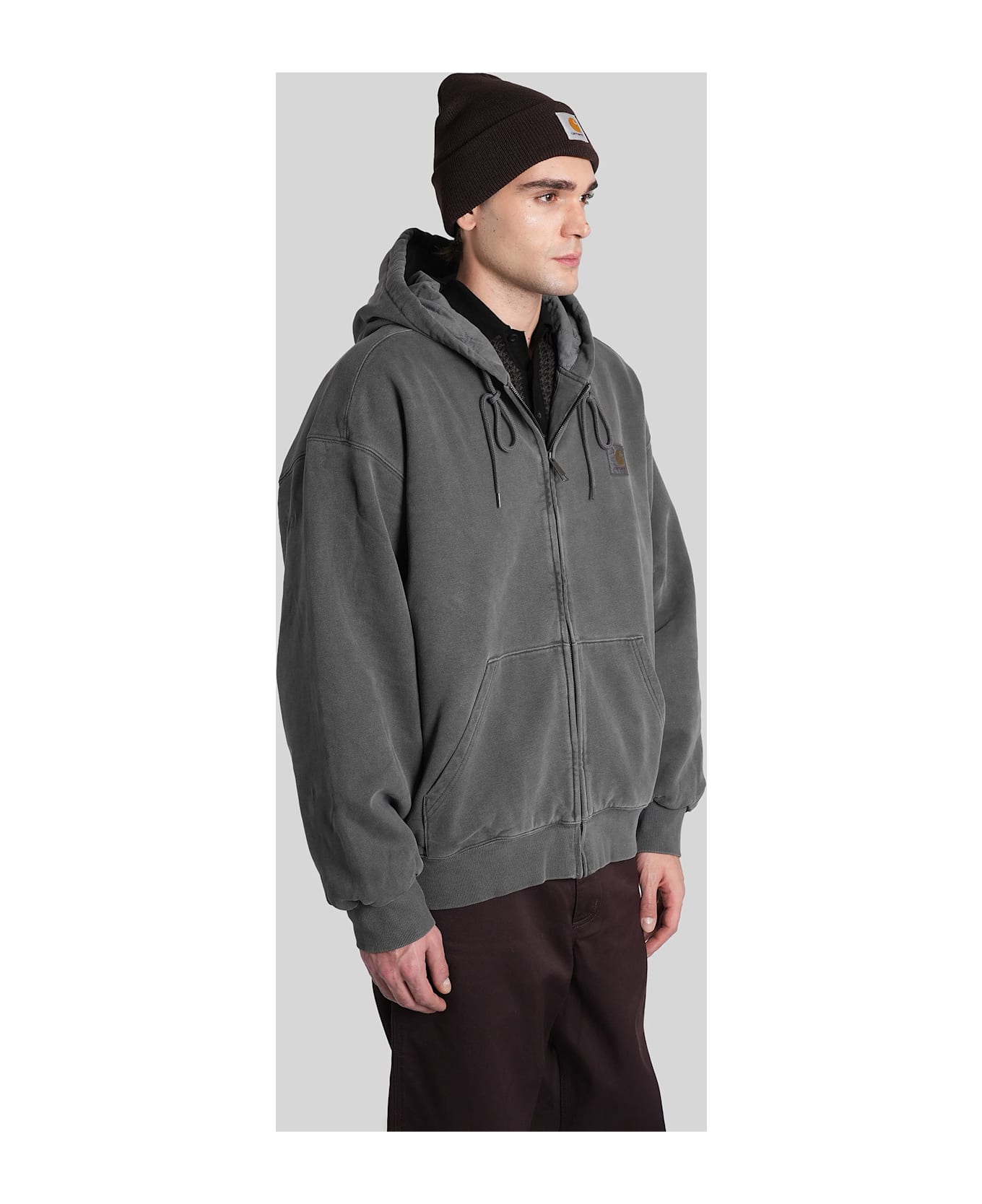 Carhartt Hooded Vista Jacket Sweatshirt In Grey Cotton - grey