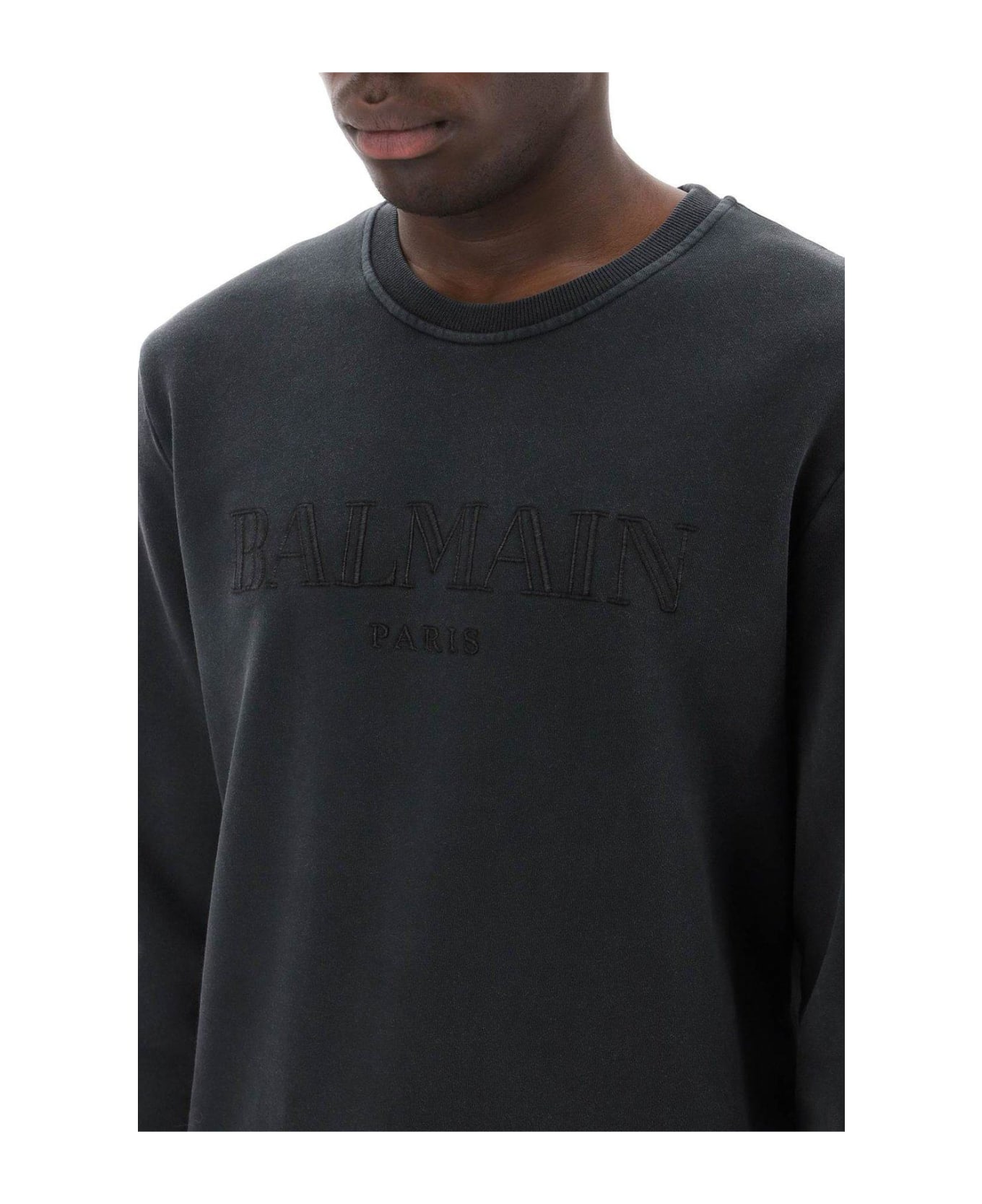 Balmain Vintage Logo Embroidered Sweatshirt - GRIS GRIS (Grey)