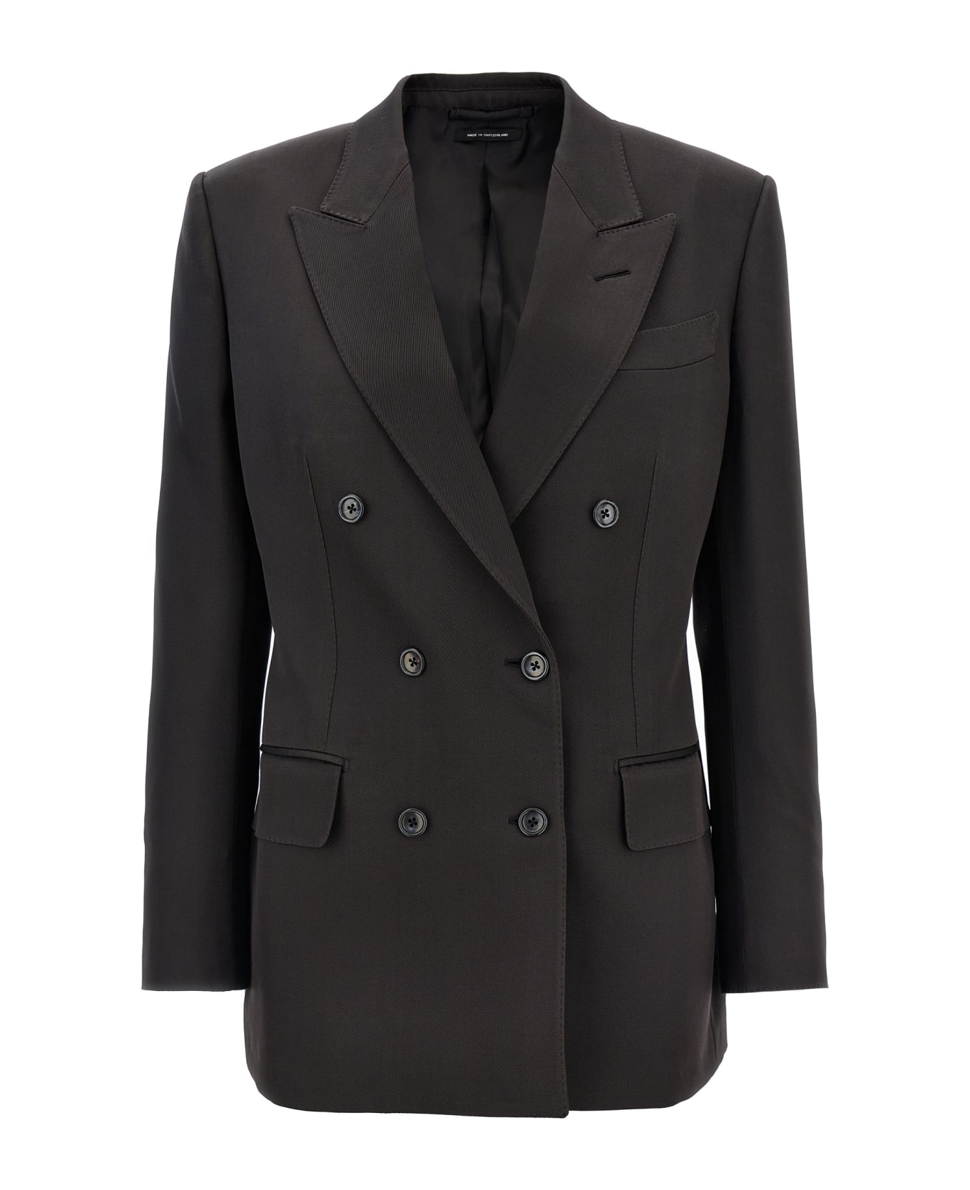 Tom Ford Twill Double-breasted Blazer - Brown