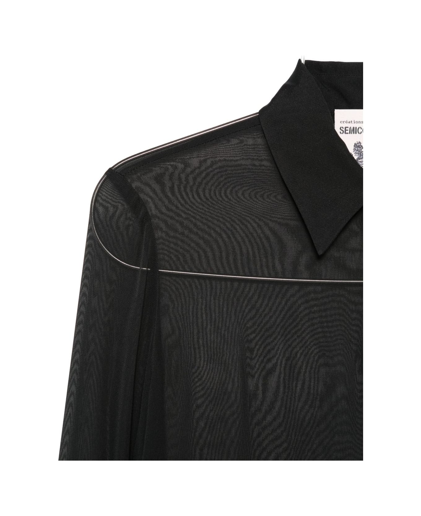 SEMICOUTURE Silk Blend Long Shirt - Black