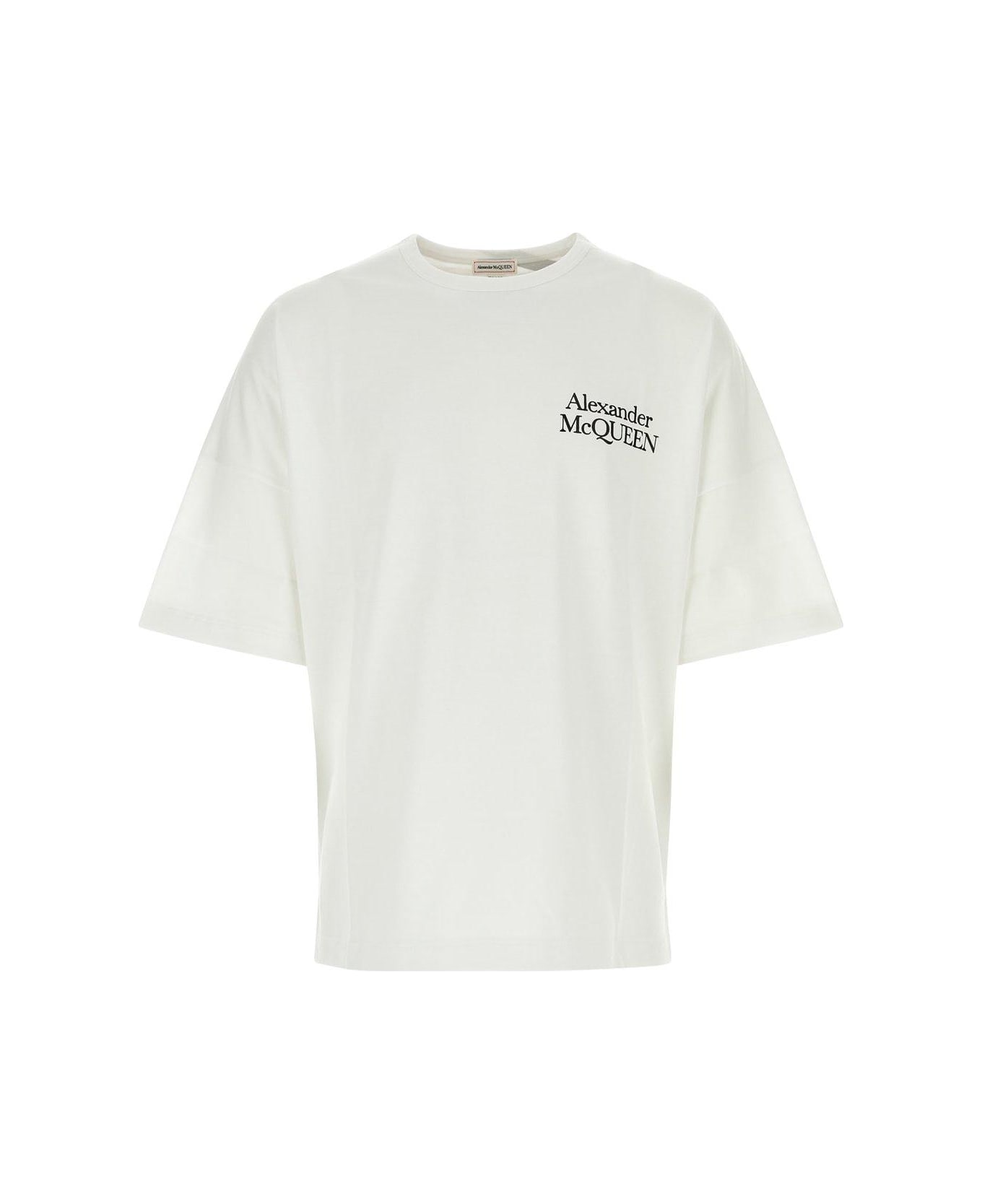 【売れ筋】Alexander McQueen ロゴ プリント コットン Tシャツ 新品】Alexander McQueen ロゴプリントコットンTシャツ