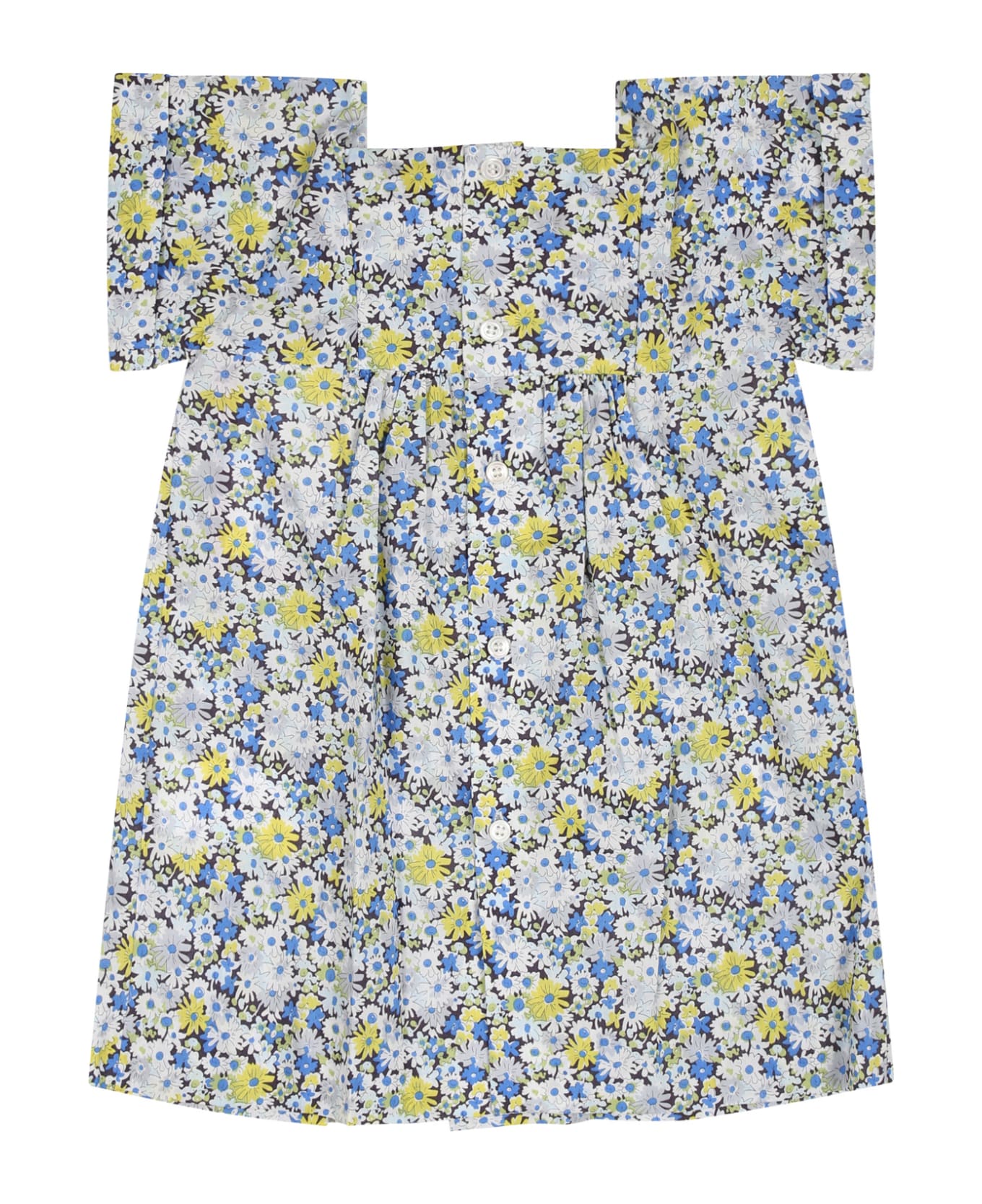 Bonpoint Multicolor Dress For Baby Girl With Floral Print - Light Blue