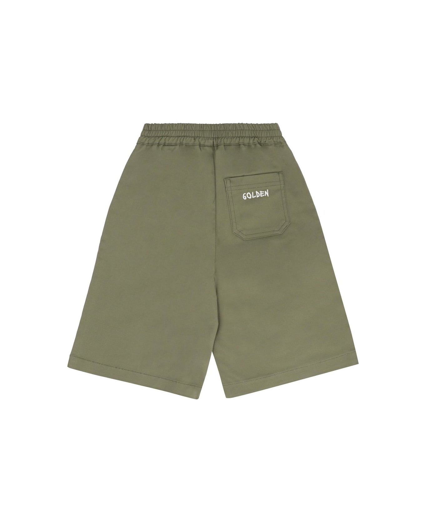 Golden Goose Logo Embroidered Shorts - Ivy green