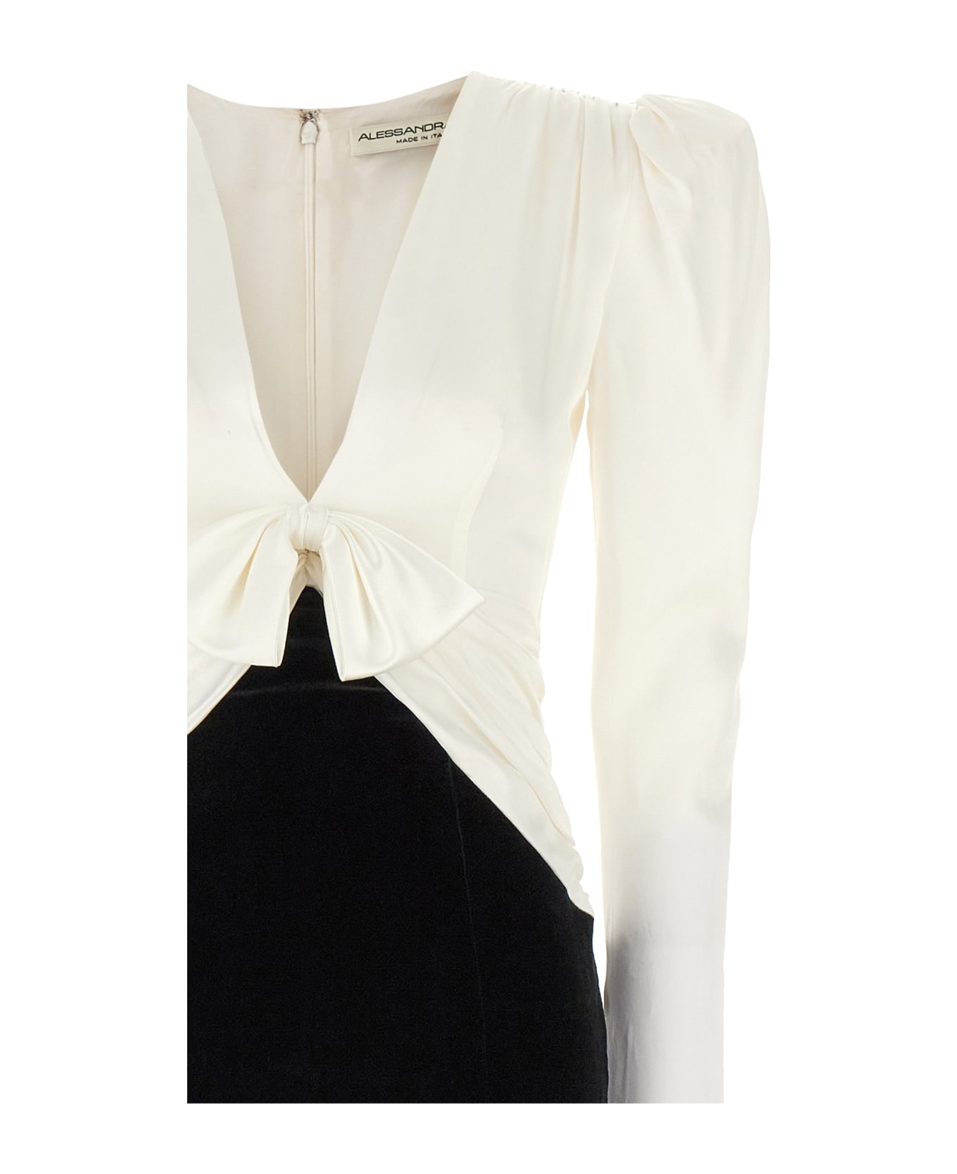 Alessandra Rich Long Bow Dress - BLACK-WHITE