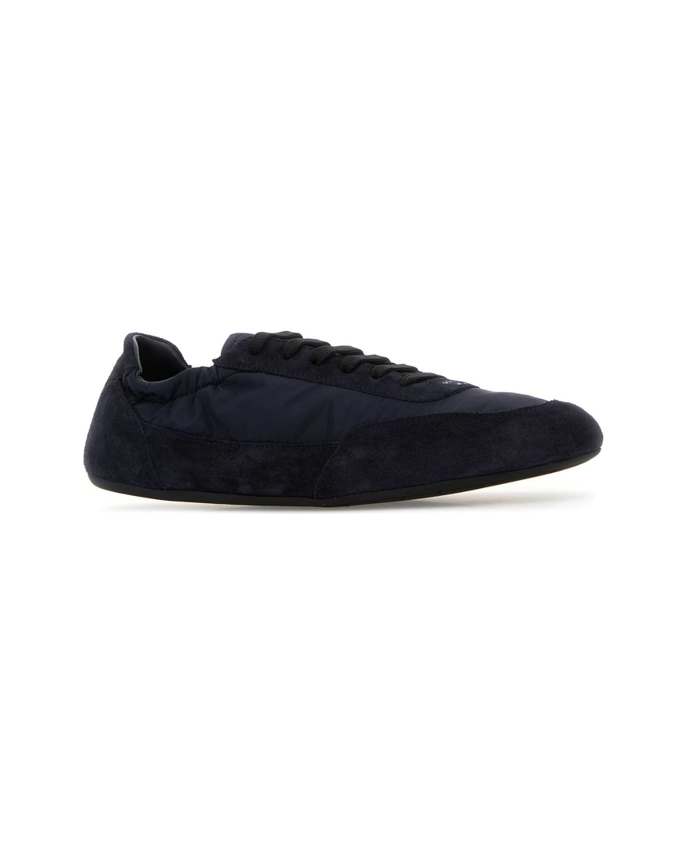Prada Navy Blue Re-nylon And Suede Collapse Sneakers - BLEU