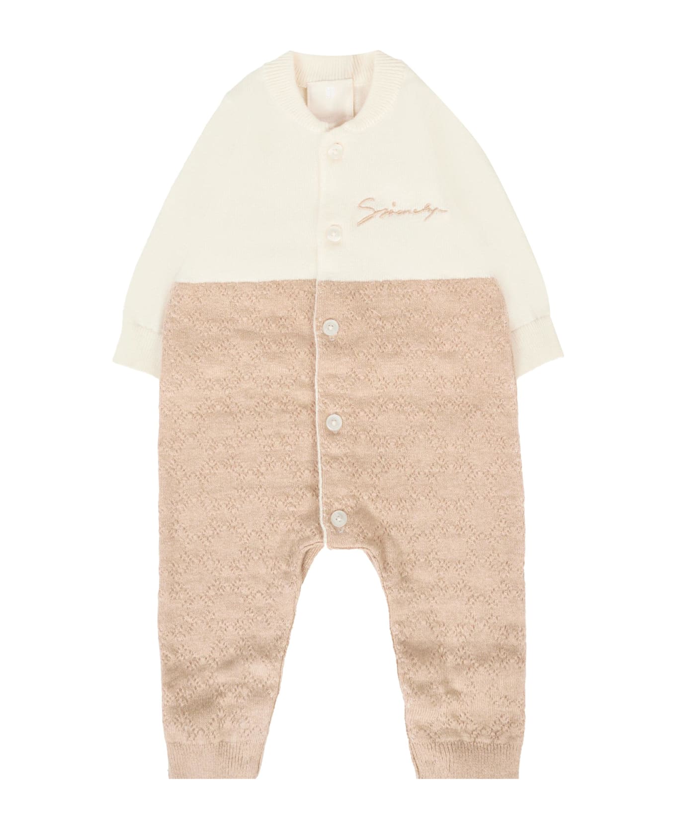 Givenchy Beige Babygrow For Babykids With Logo - Beige