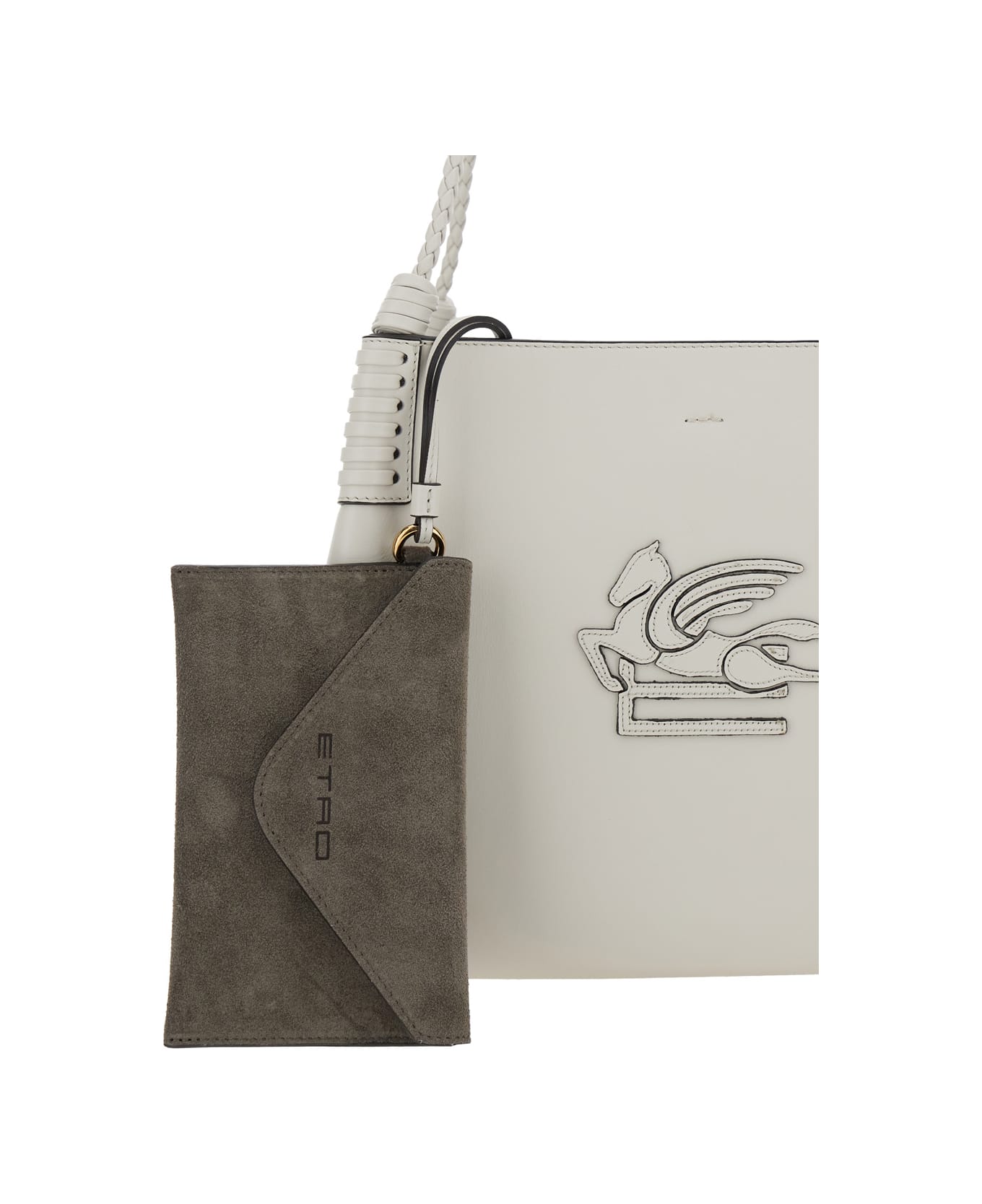 Etro Libra Small Shoulder Bag With Maxi Logo On The Front - White