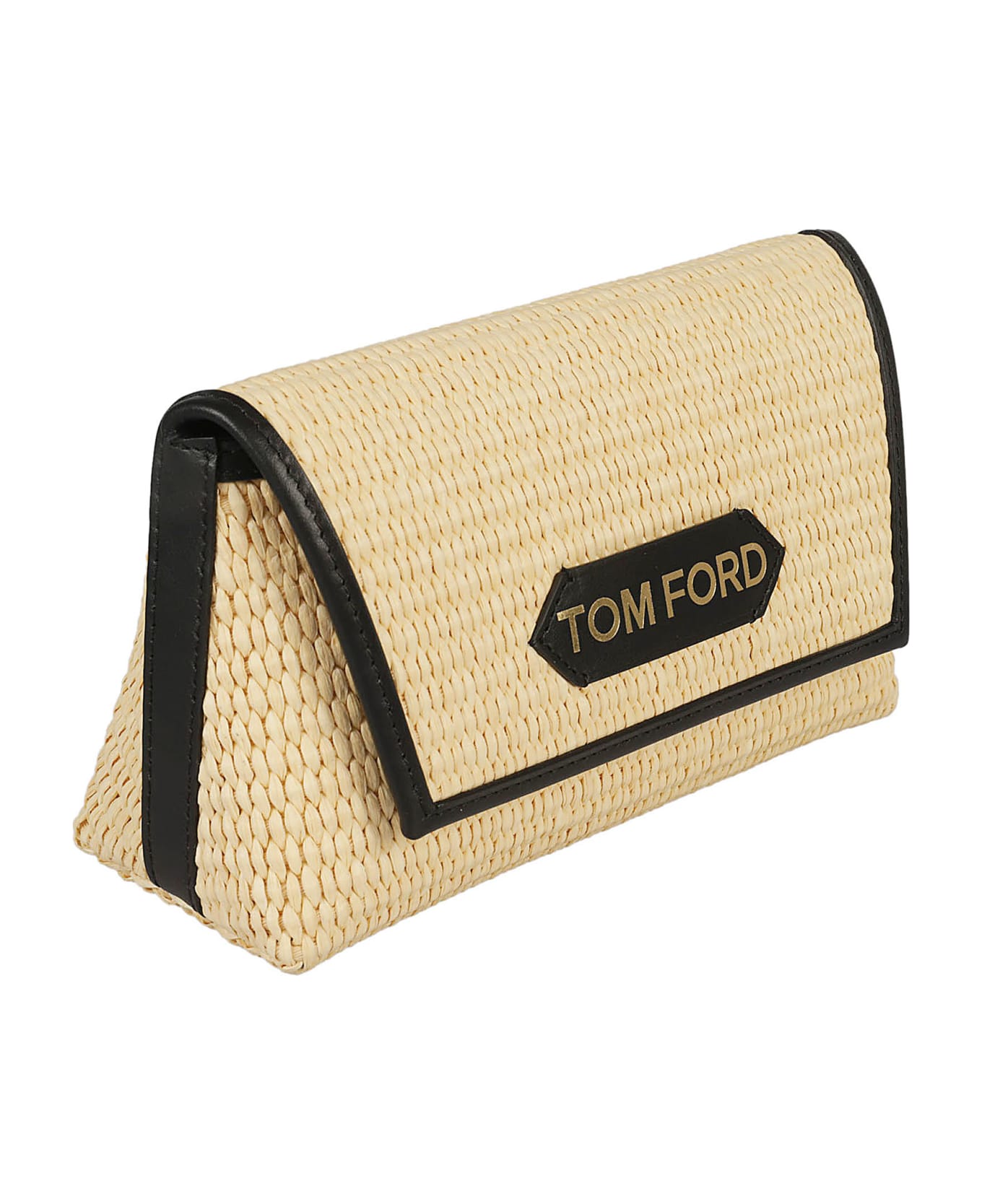 Tom Ford Weave Logo Patch Tote - Natural/Black