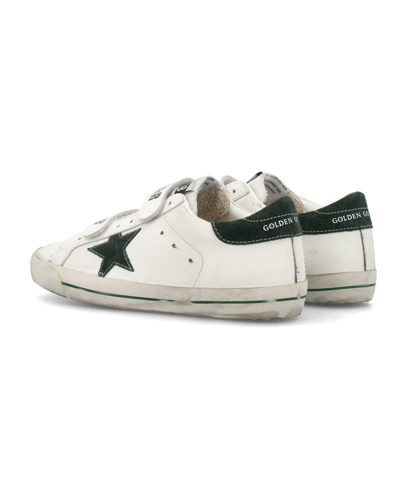 Golden Goose Old School Leather Sneakers - WHITE/GREEN