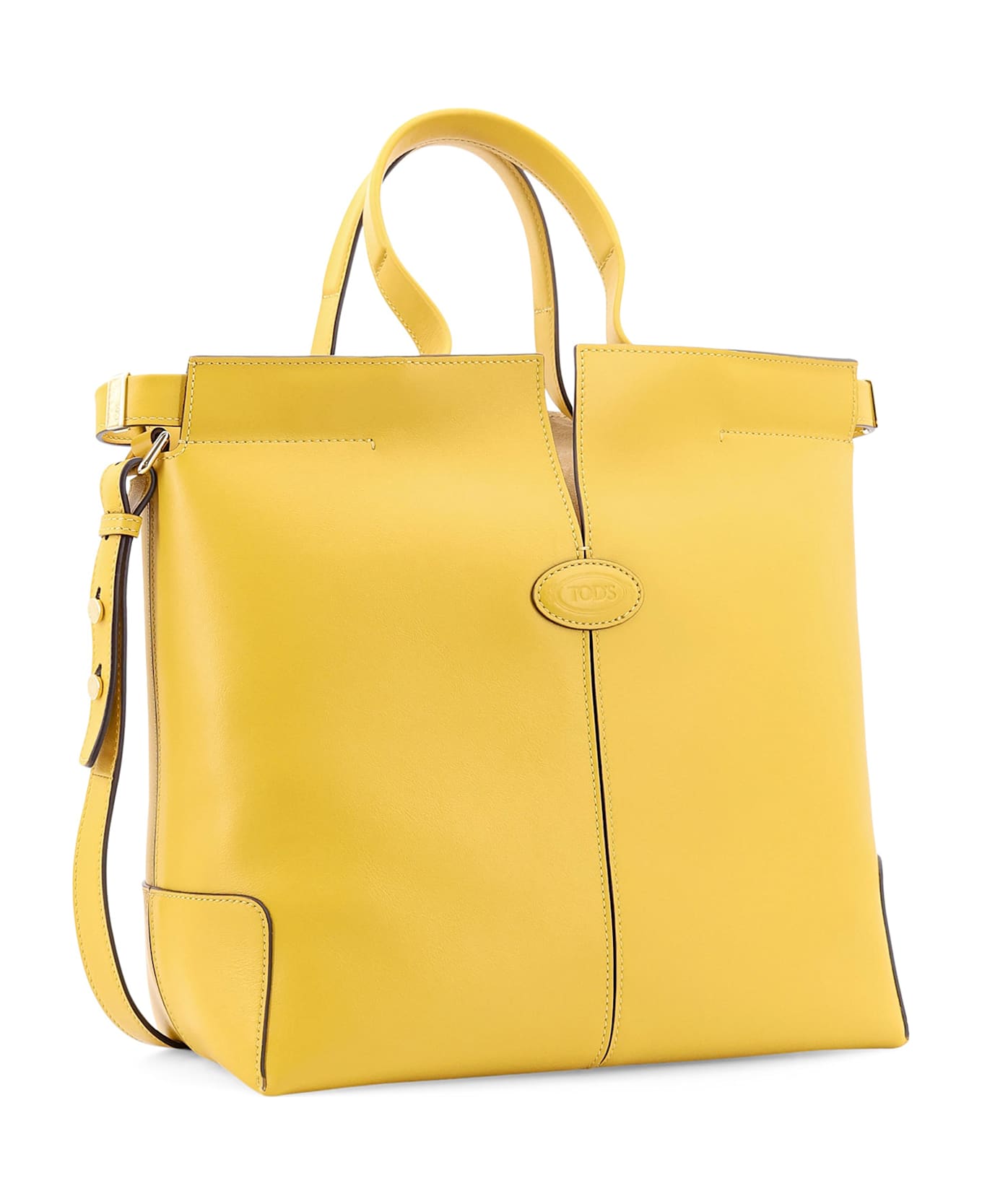 Tod
s Leather Handbag With Frontal Logo Patch - Yellow