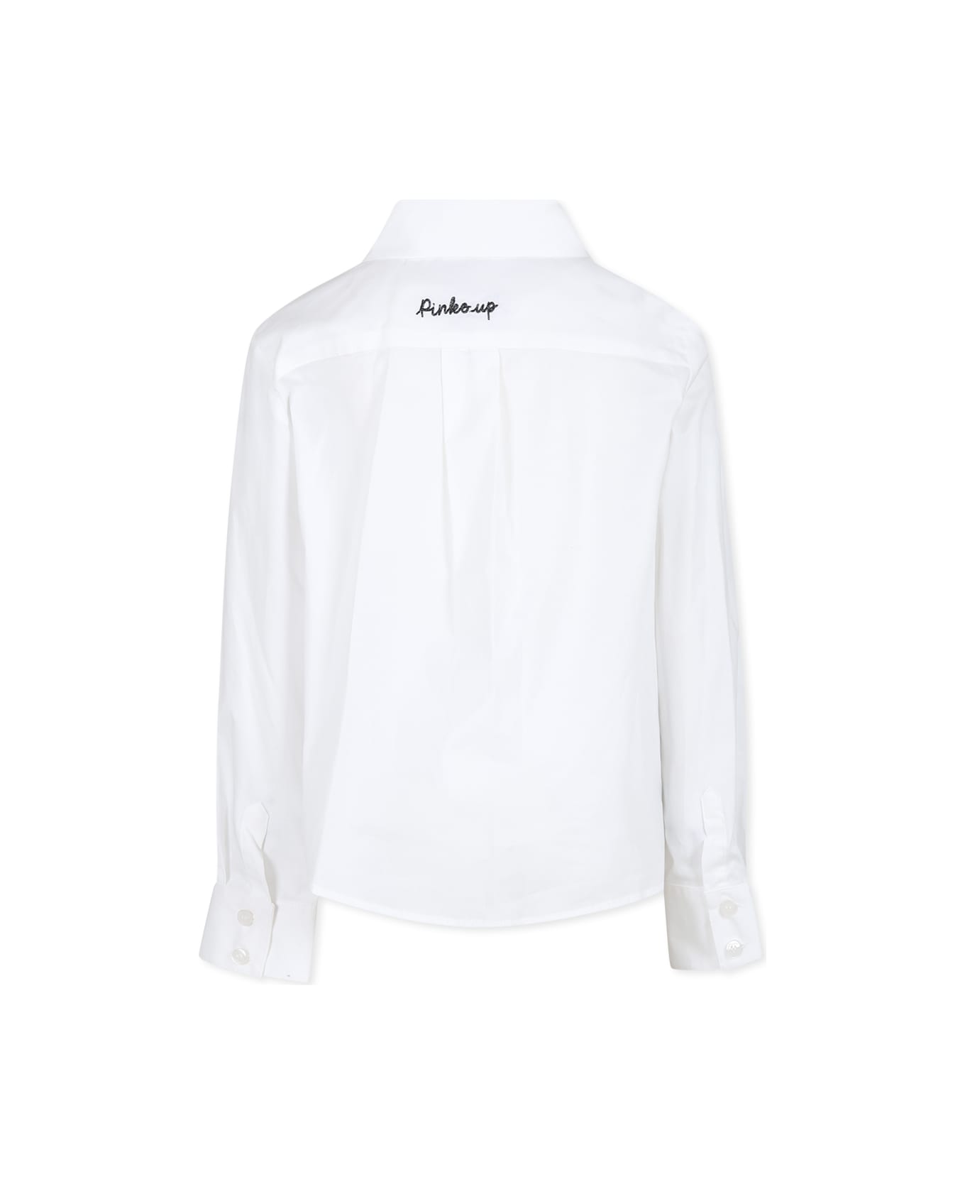 Pinko White Shirt For Girl With Crystals - White