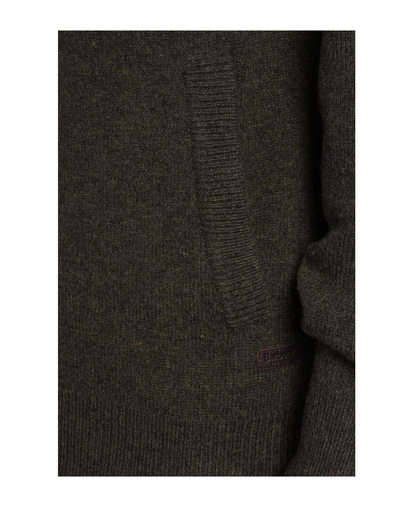 Barbour Patch Zip Card Cardigan In Green Wool - Seaweed
