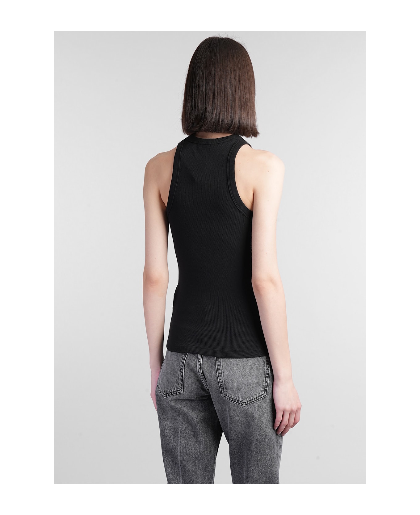 Anine Bing Eva Tank Top In Black Cotton - black