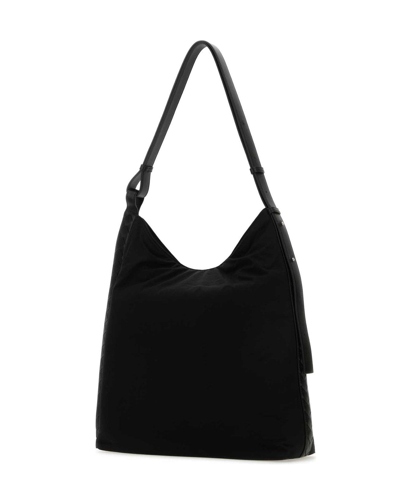 Bottega Veneta Logo Patch Shoulder Bag - BLACK