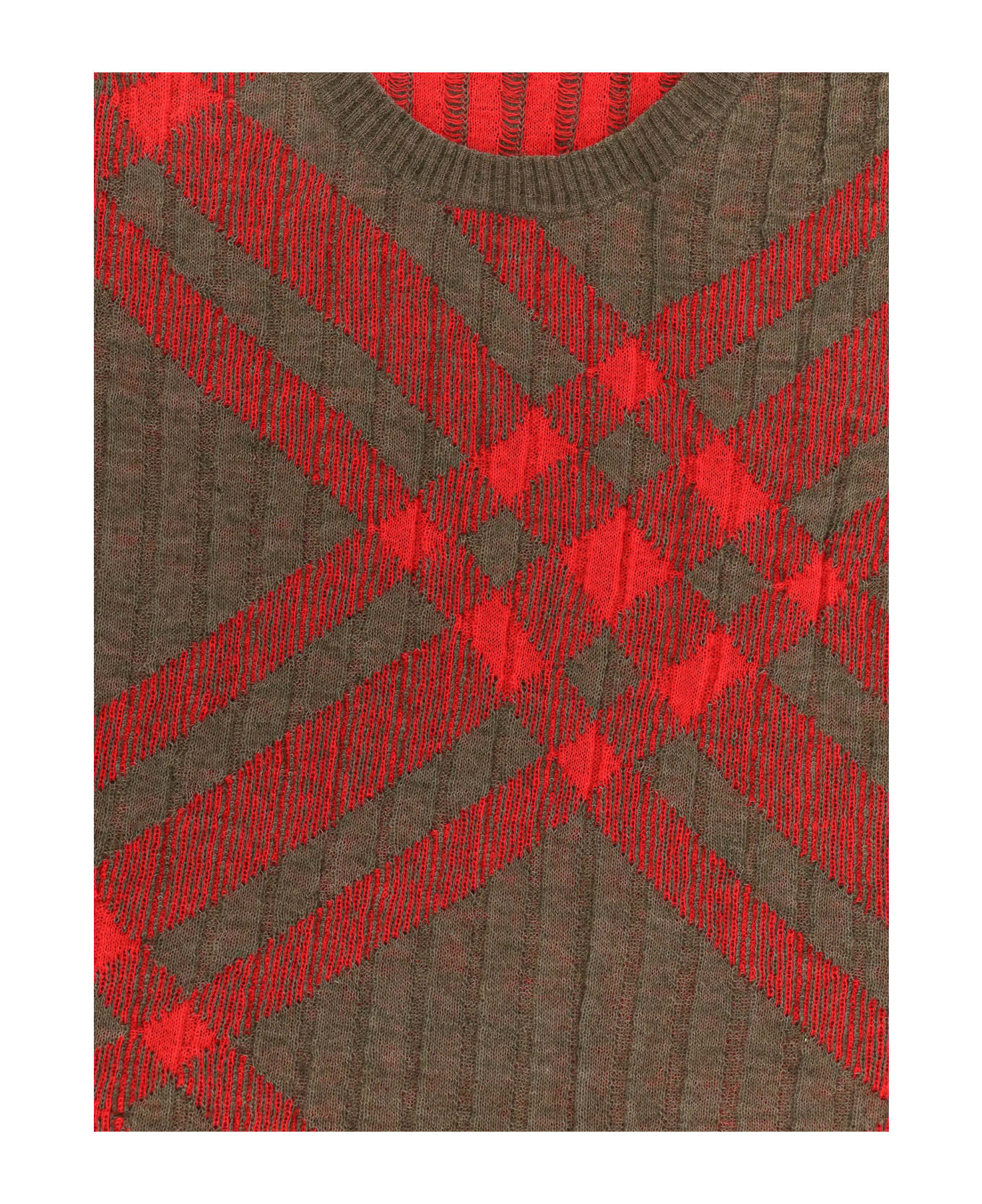 Burberry 
check
 Dark Green Nylon Blend Vest - Red