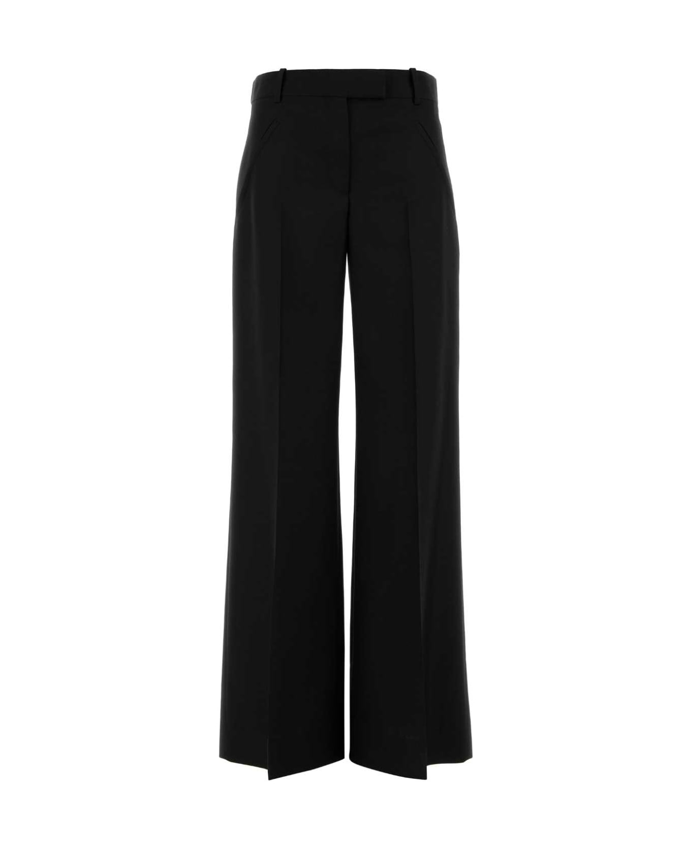 Alexander McQueen Black Wool Blend Wide-leg Pant - Black