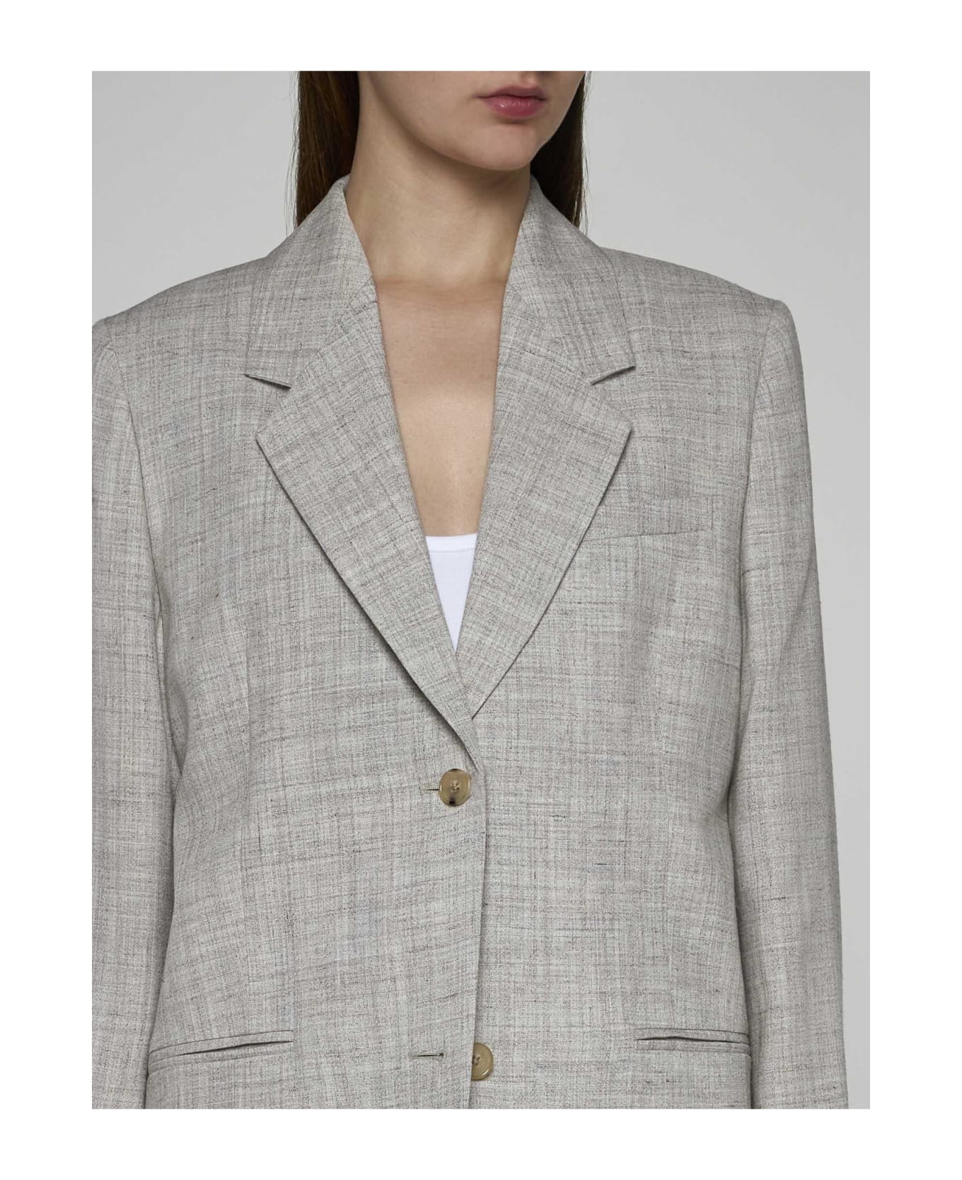 Totême Viscose And Linen-blend Tailored Blazer - Grey