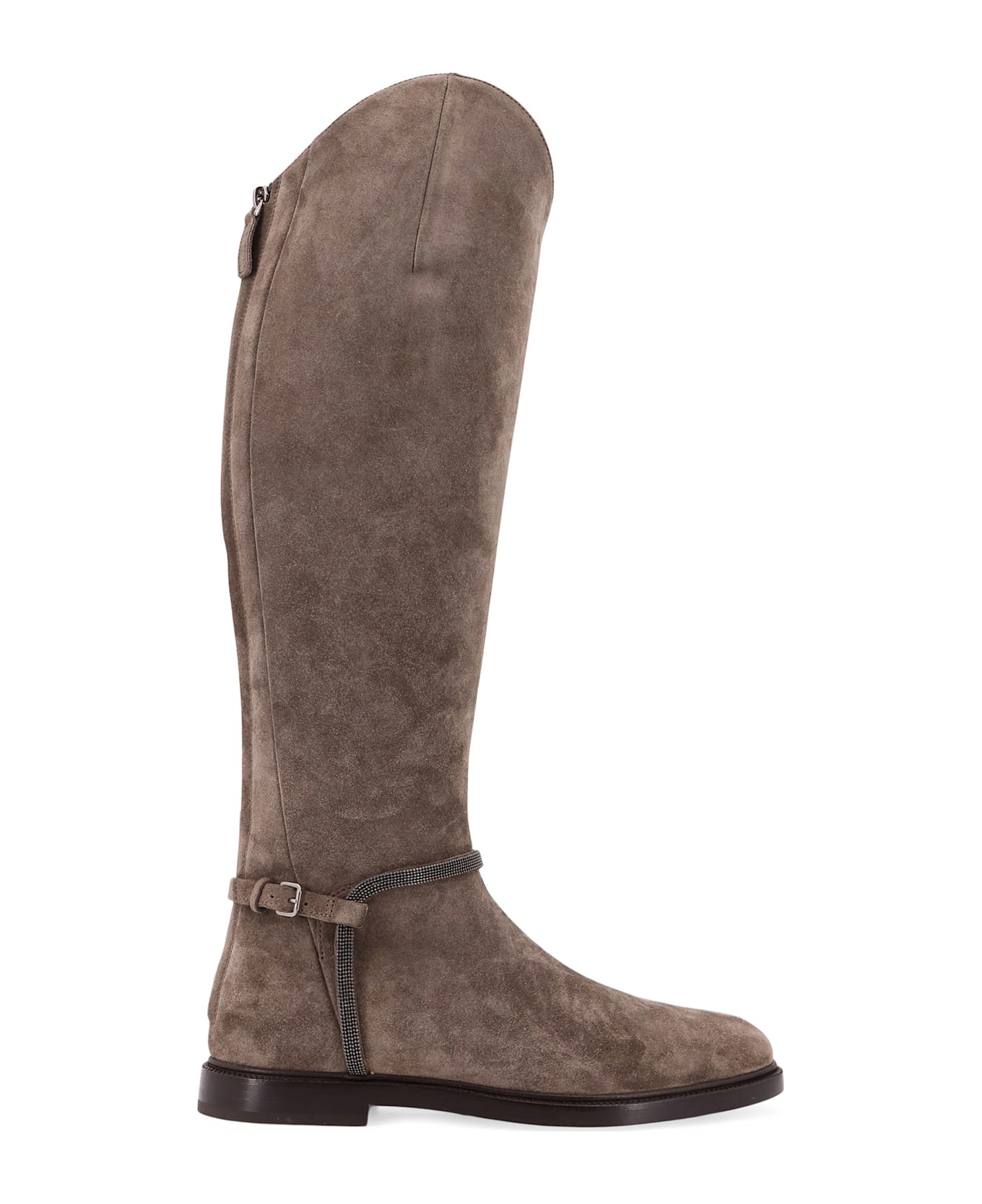 Brunello Cucinelli Suede Boots With Monili Detail - TORBA
