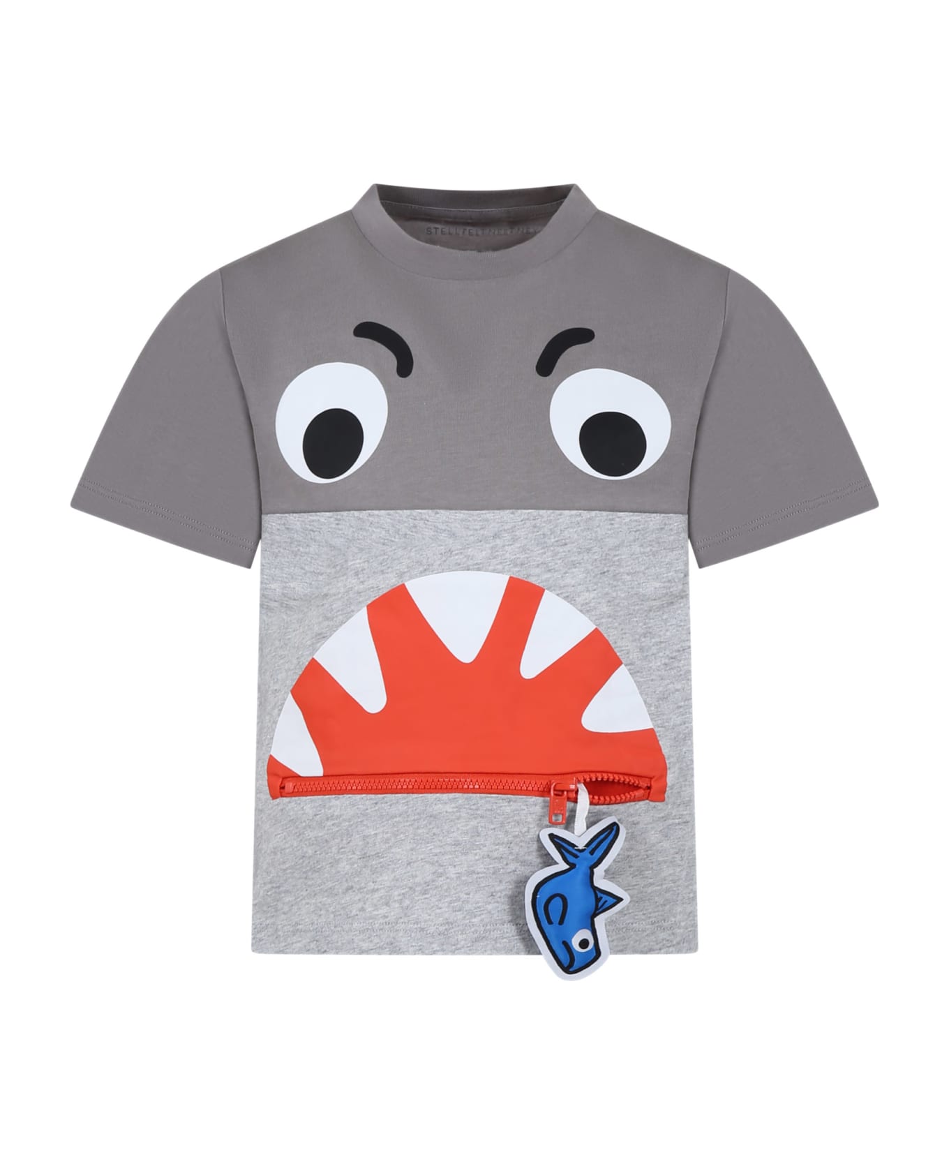 Stella McCartney Kids Gray T-shirt For Boy With Shark - Grey