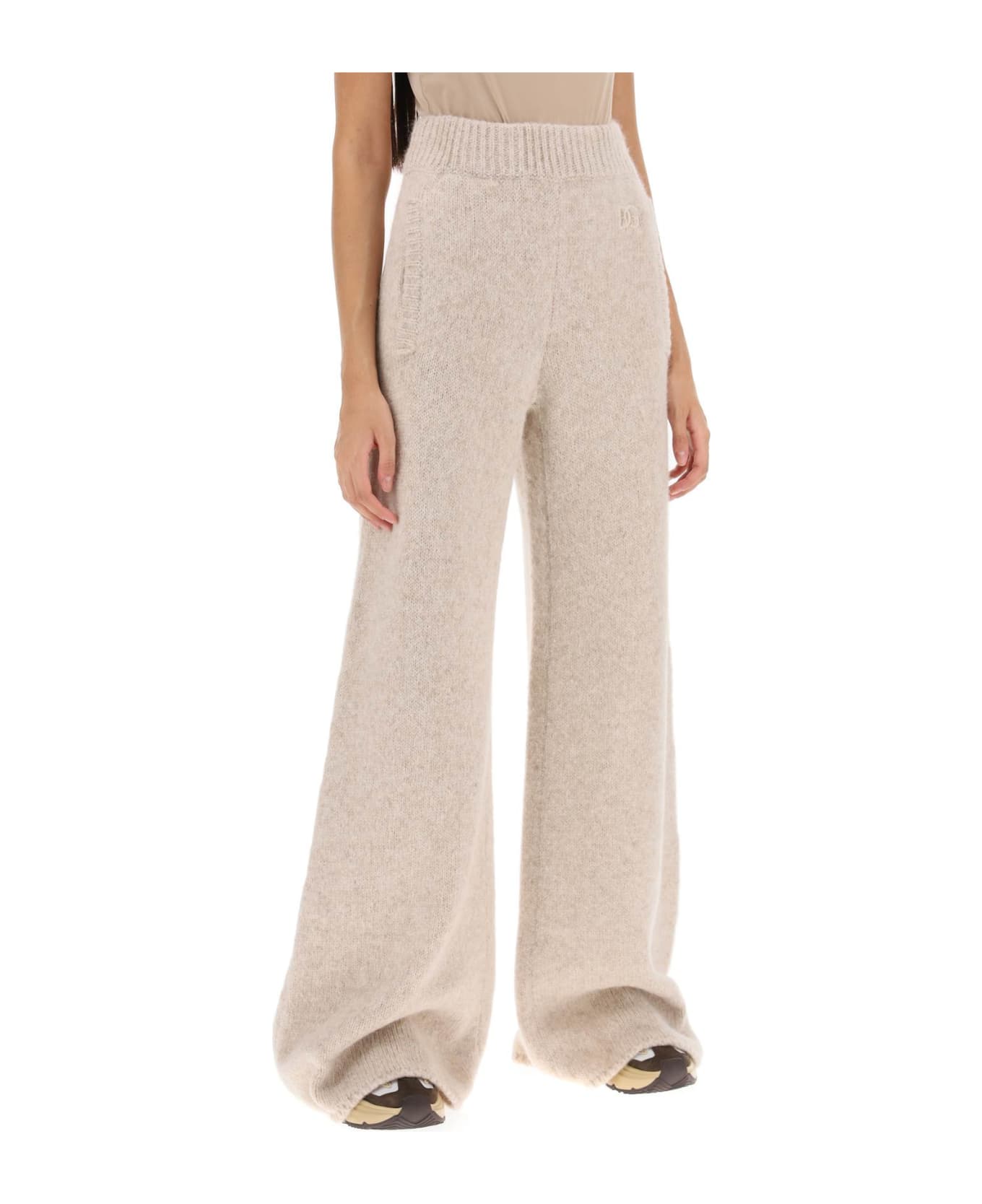 Dolce & Gabbana Llama Knit Flared Pants - CORDA SCURO (Beige) ボトムス