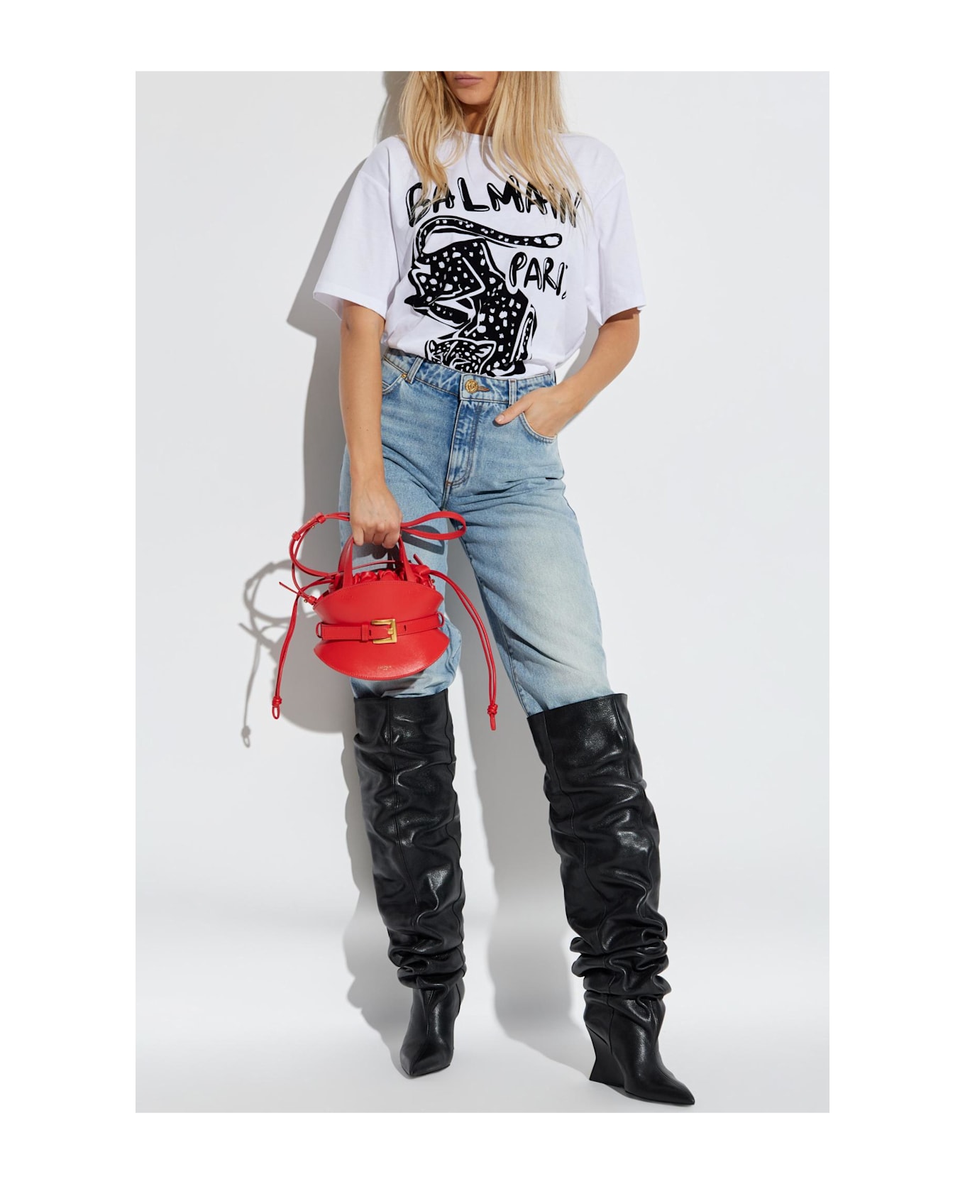 Balmain T-shirt With A Velvet-finish Print - White