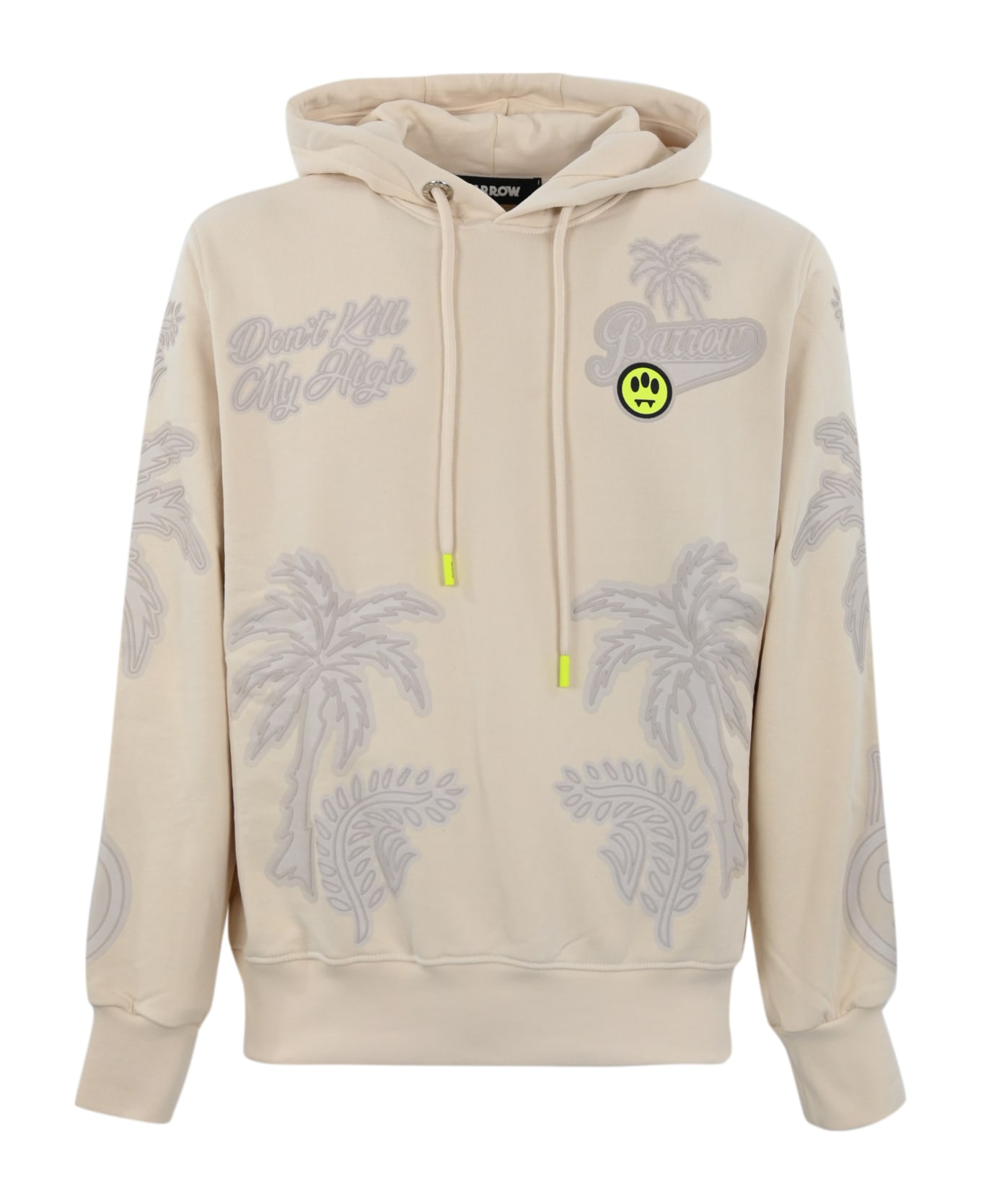 Barrow Cotton Sweatshirt With 3d Palms Print - Turtledove
