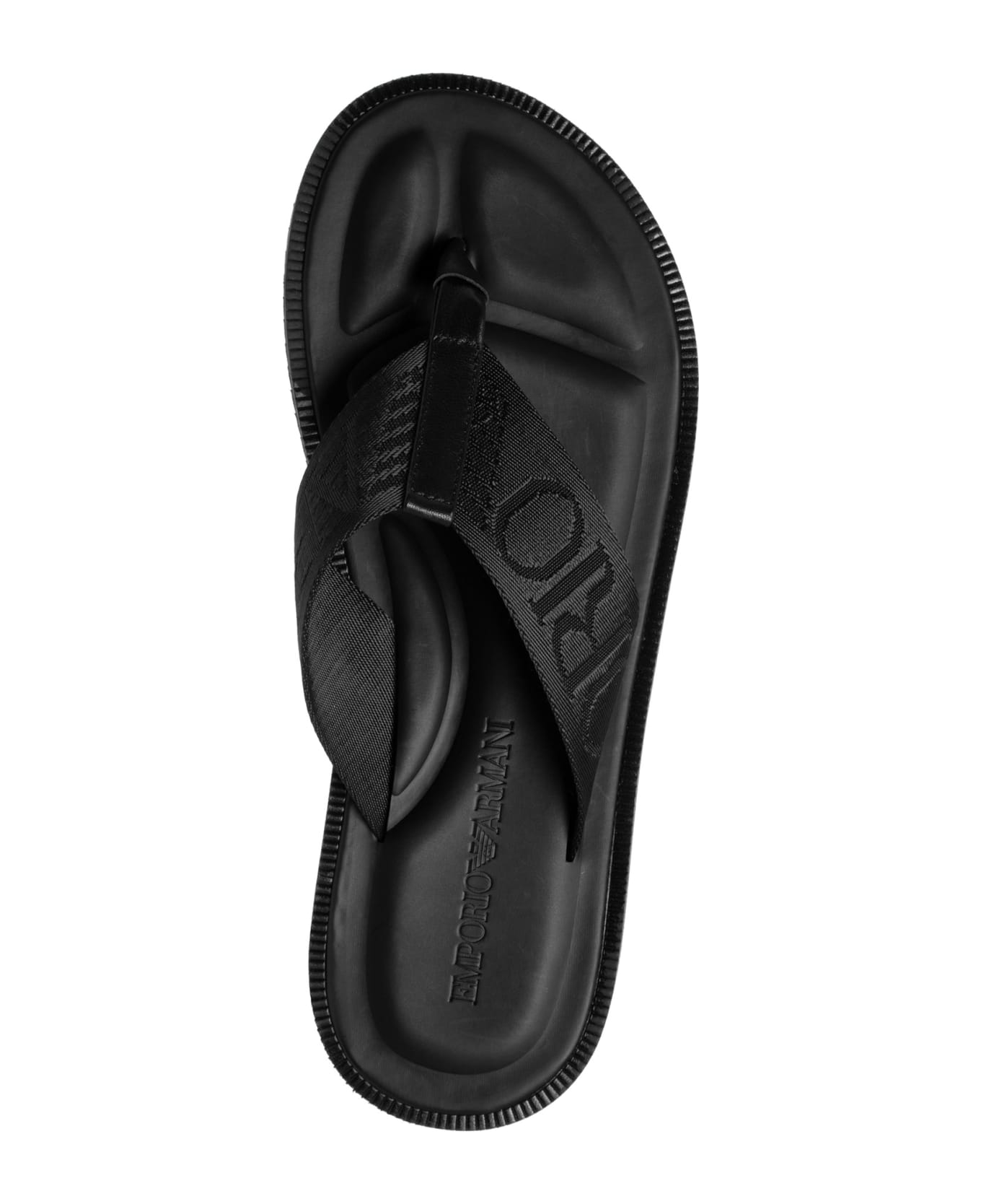 Emporio Armani Leather Sandals - Black その他各種シューズ